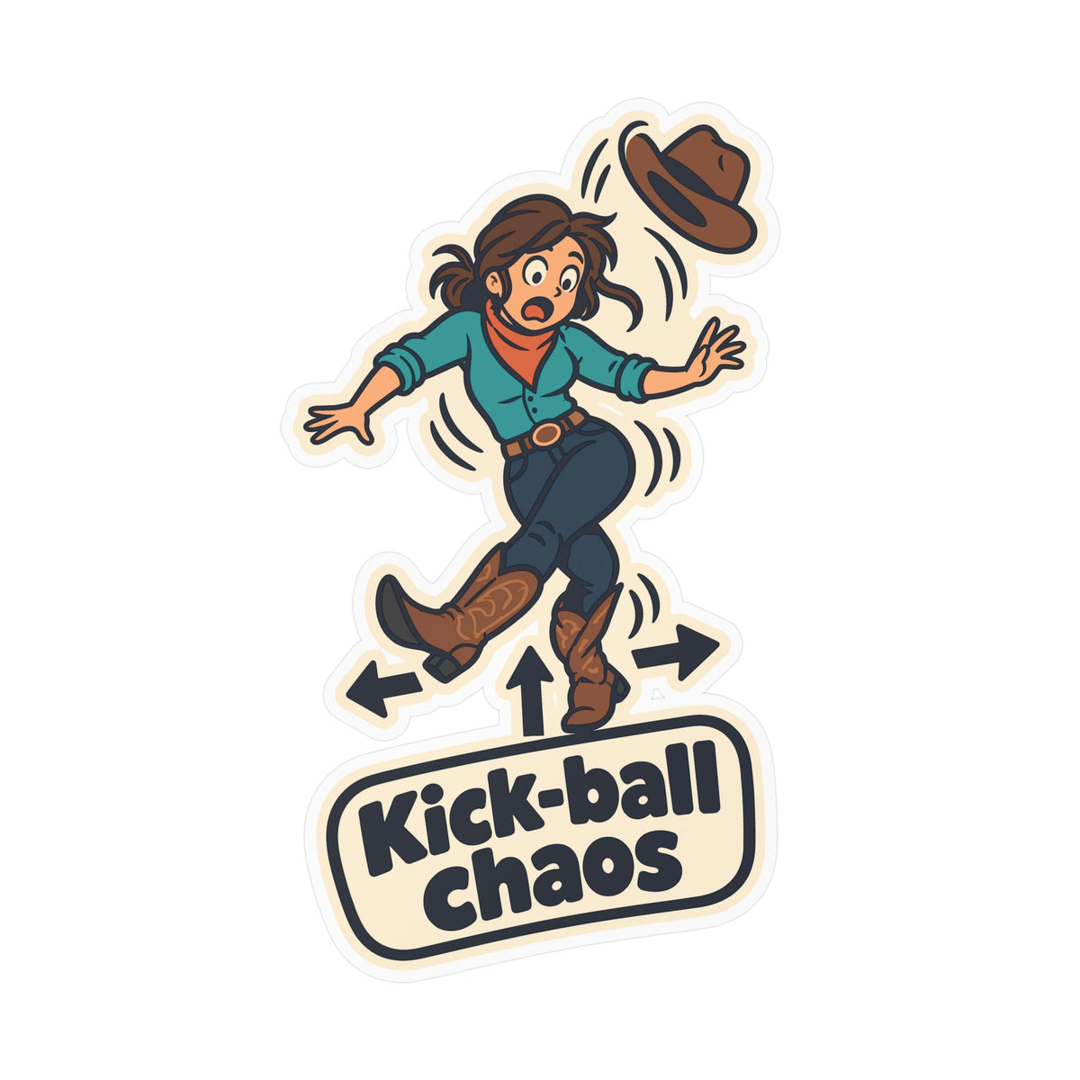 Line Dance Sticker – Kick-ball Chaos Decals for the Country Dancer, Western Style for Laptop and Water Bottle