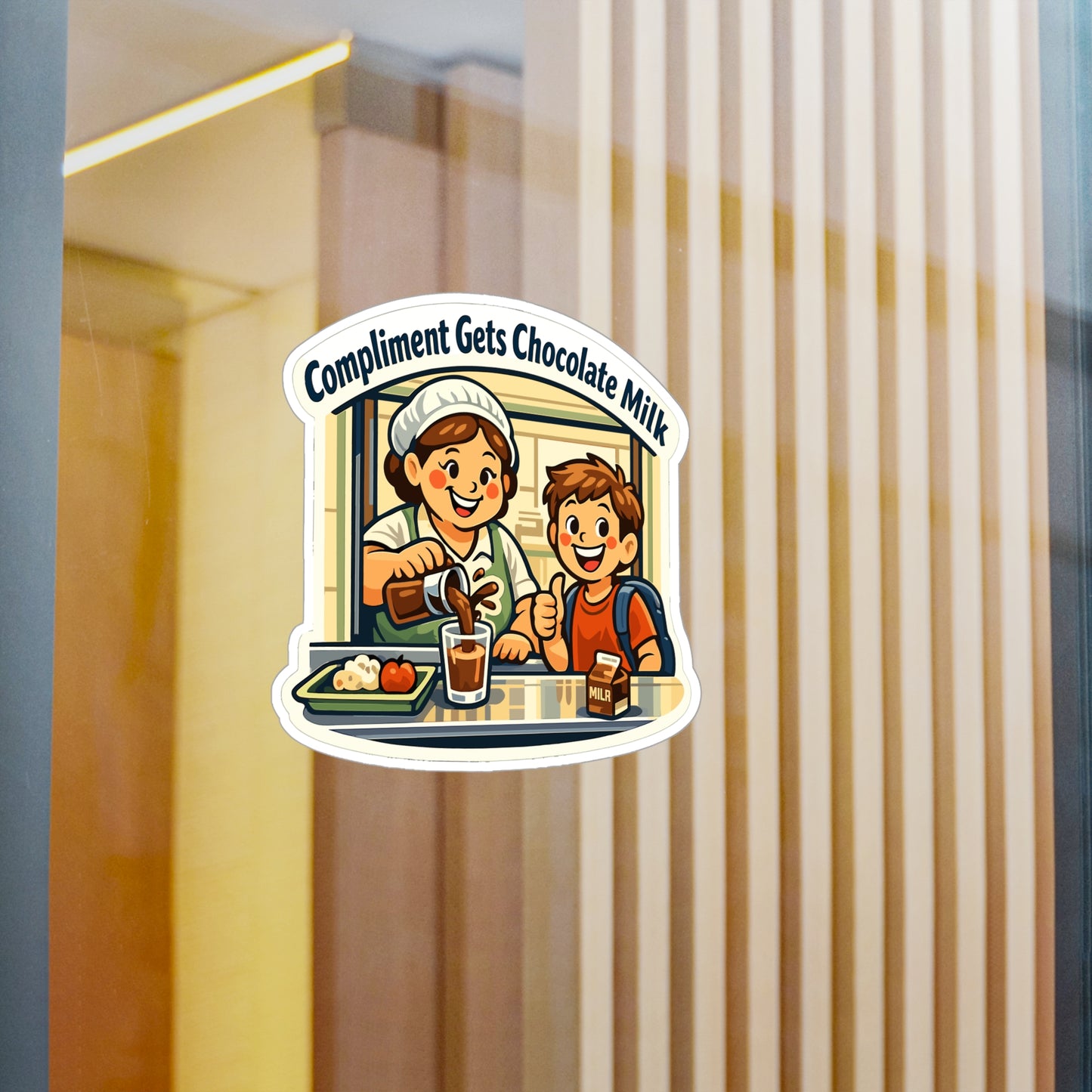 Lunch Lady Sticker Compliment Gets Chocolate Milk Funny Design Vinyl Waterproof Decals for Laptop Water Bottle School Canteen Humor