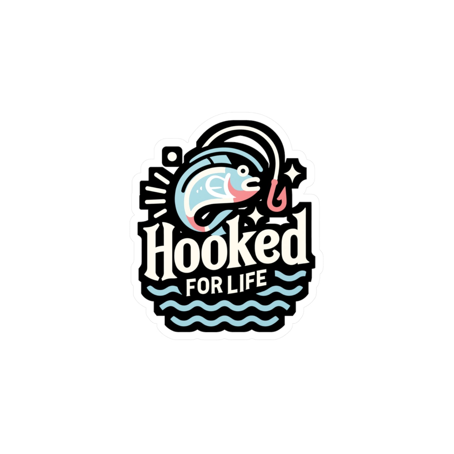 Hooked for life - Fishing Sticker for Car Window Laptop Sticker. Water Bottle Sticker, Vinyl Angling Decal, Lake Sticker - Fishing Gift