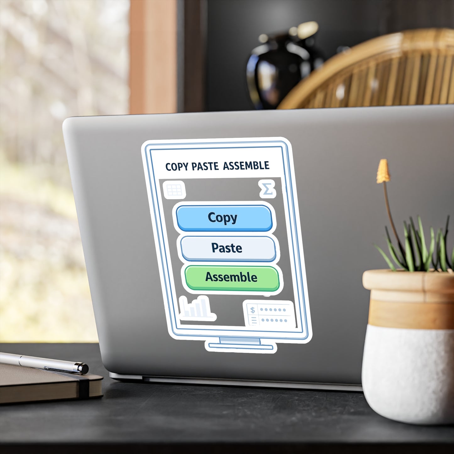 Accountant Sticker Copy Paste Assemble Funny Finance Decals for Laptop Water Bottle Waterproof Vinyl Balance Spreadsheet Amortization