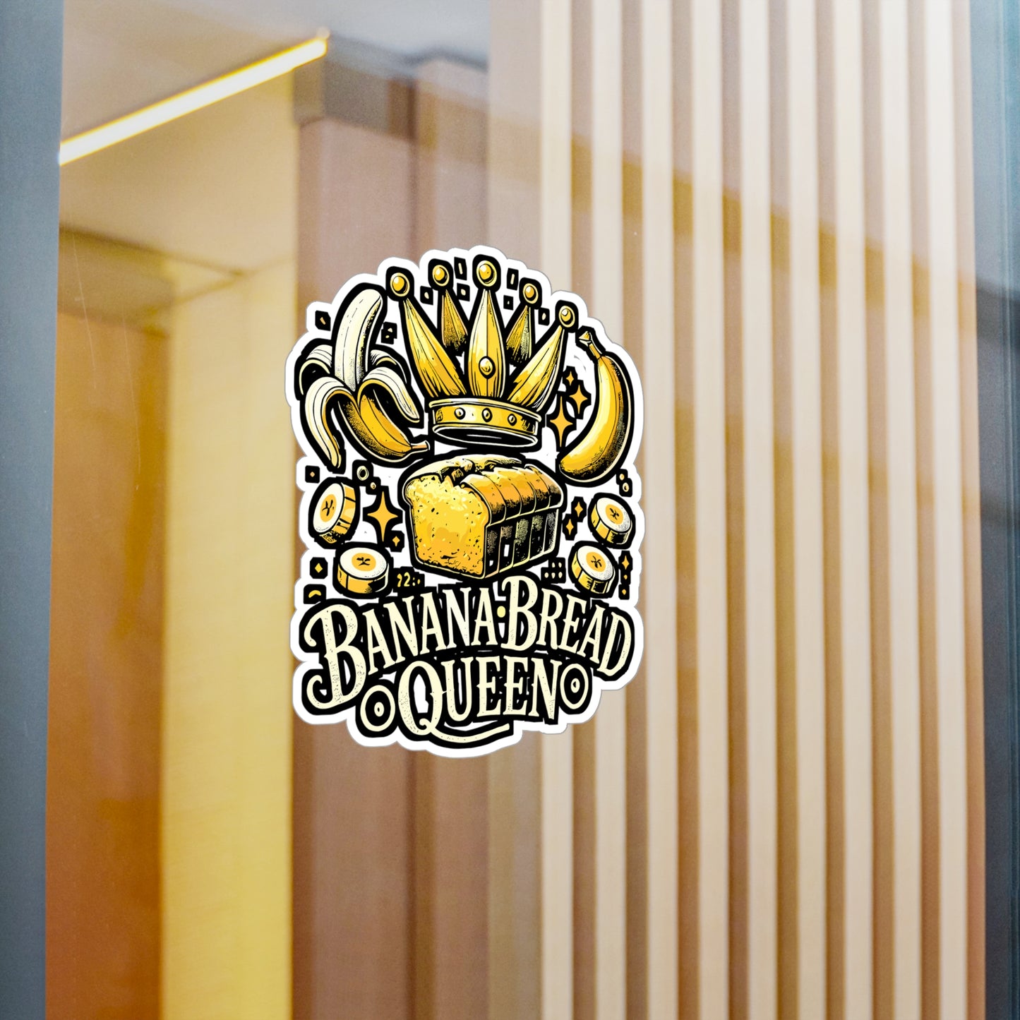 Banana Bread Queen – Vinyl Sticker for Laptop or Water Bottle | Fun Baker Gift | Banana Bread Decal
