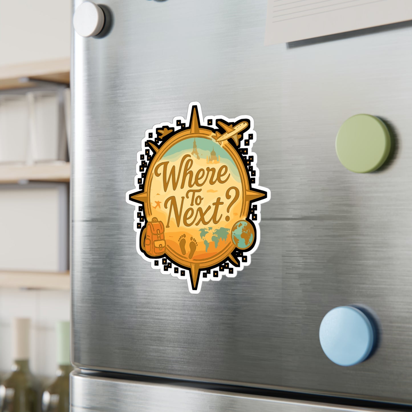 Where To Next? - Travel Sticker for Laptop, Water Bottle, Gift for Adventurers, Wanderlust Travelers