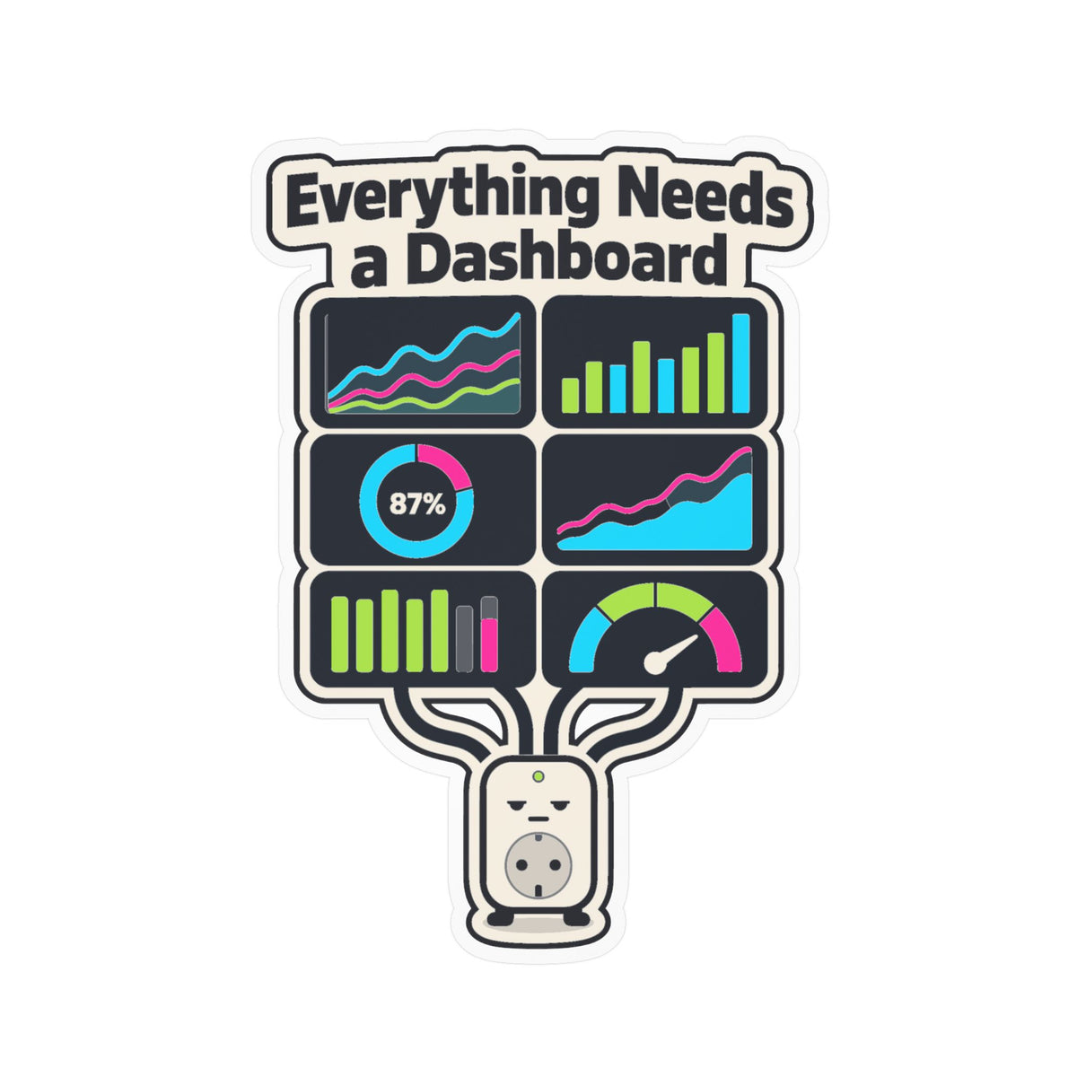 Tech Sticker - Everything Needs A Dashboard, Reboot Button and Bandage Decals for Laptop and Water Bottle