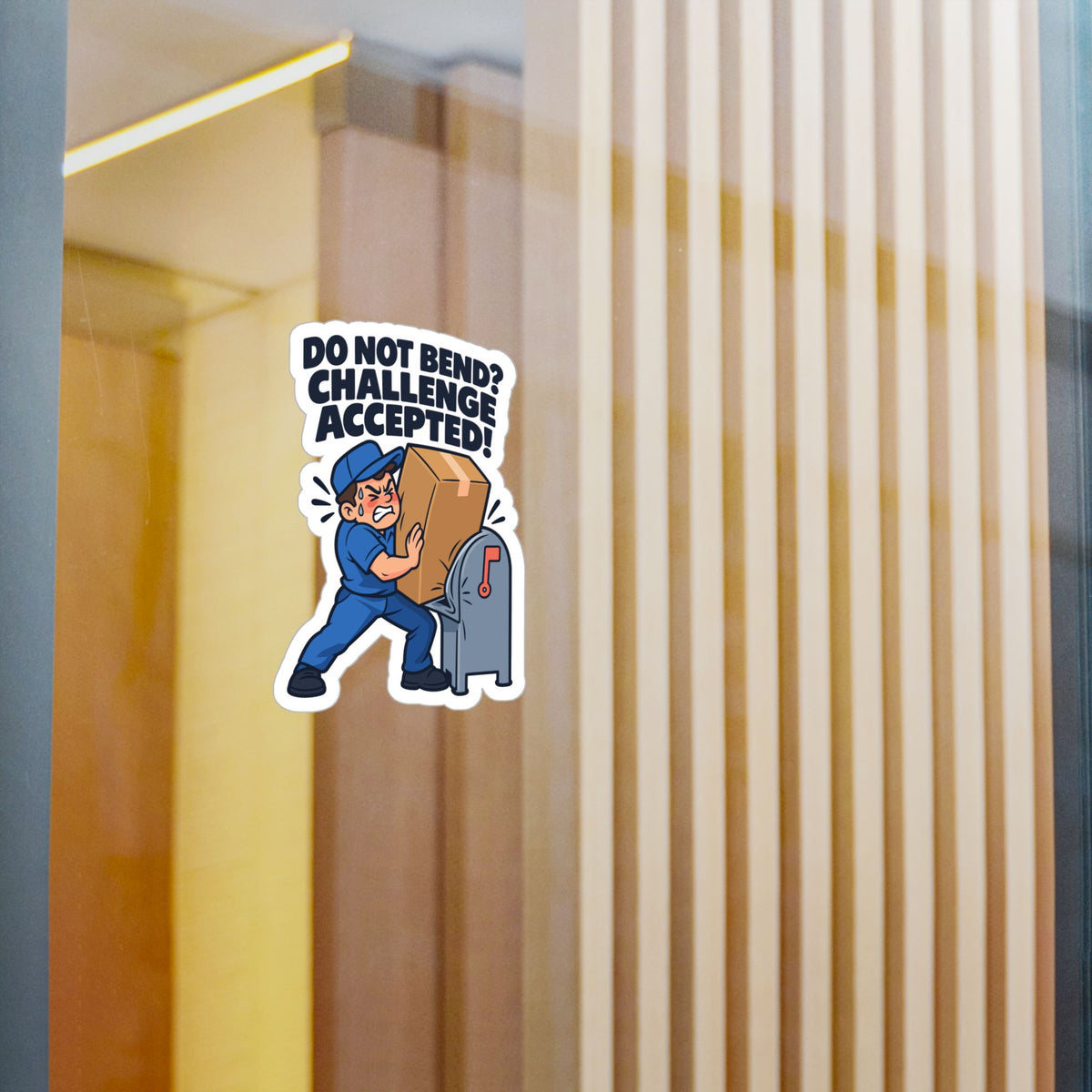 Postal Worker Sticker “Do Not Bend? Challenge Accepted!” Vinyl Decals for Mailbox, Laptop, Waterproof Rural Carrier Gift