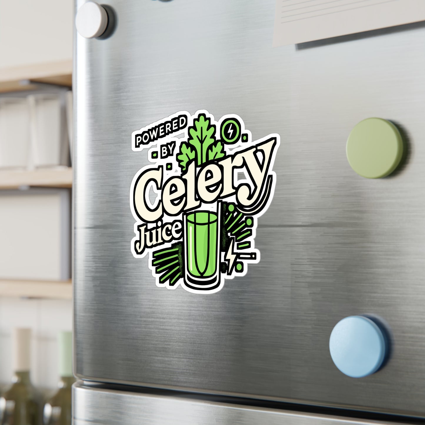 Powered by Celery Juice – Funny Vinyl Sticker for Laptop, Car Window or Water Bottle | Vegan Vegetable Decal Gift