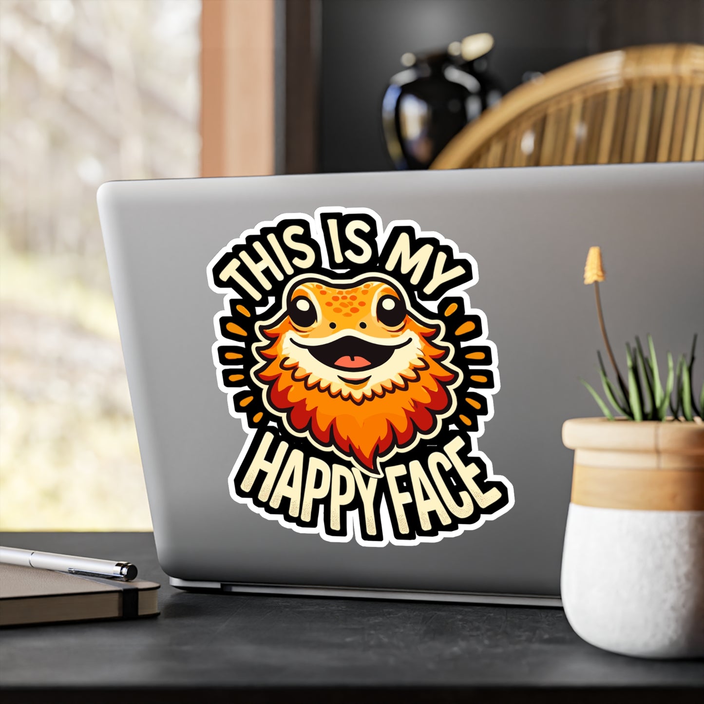 This Is My Happy Face - Lizards Sticker for Laptop Sticker. Water Bottle Sticker, Vinyl Beardies Decal - Lizards Gift