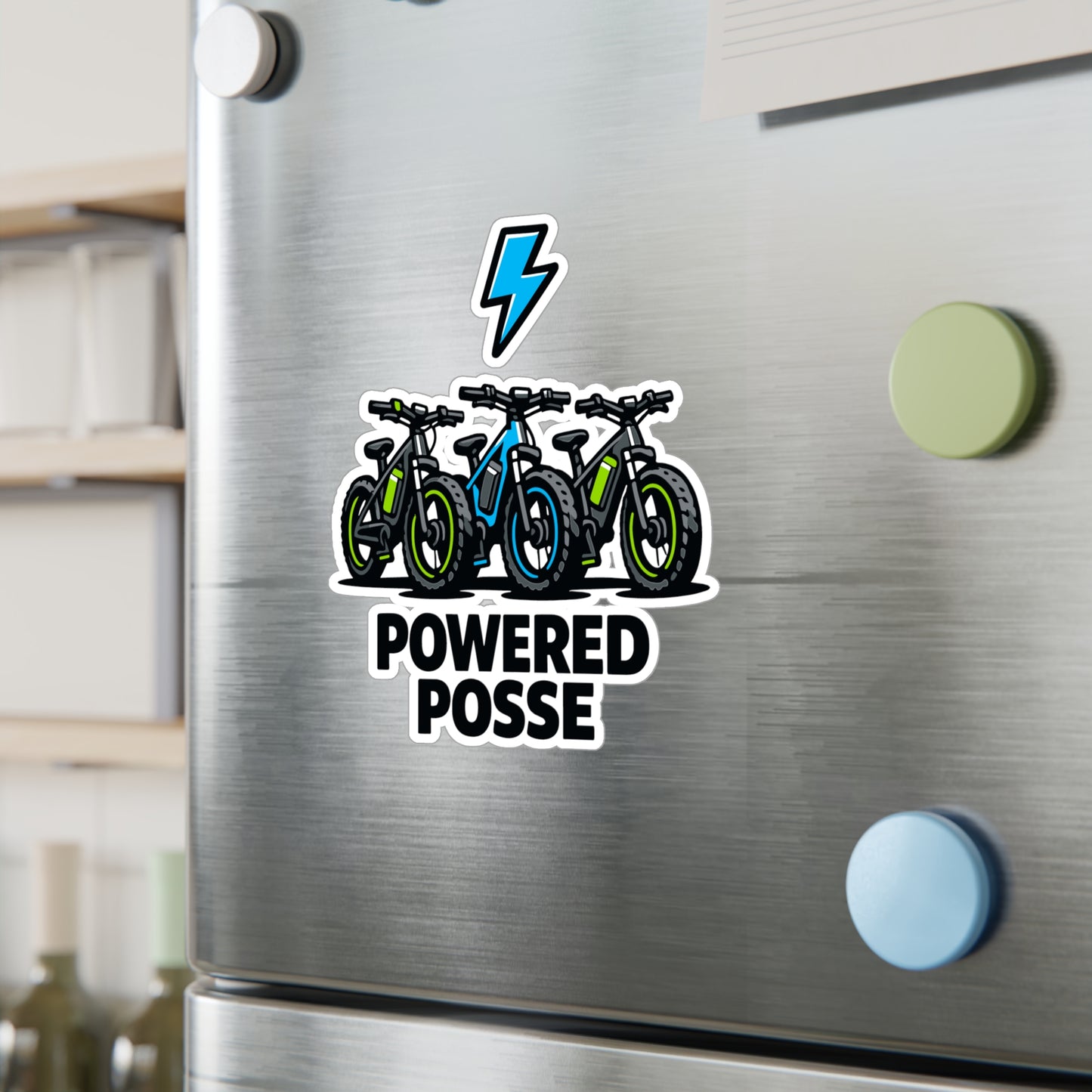 E-Bike Sticker Powered Posse Waterproof Vinyl decals for Electric Bike Enthusiasts Laptop, Water Bottle