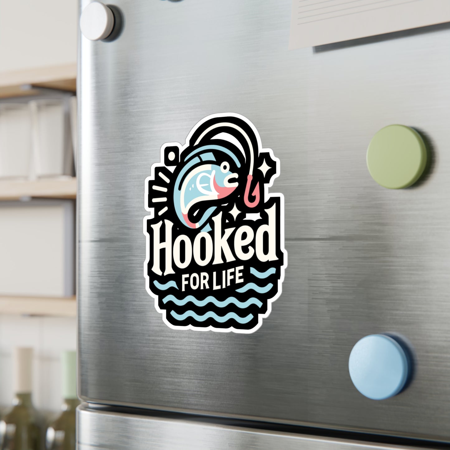 Hooked for life - Fishing Sticker for Car Window Laptop Sticker. Water Bottle Sticker, Vinyl Angling Decal, Lake Sticker - Fishing Gift