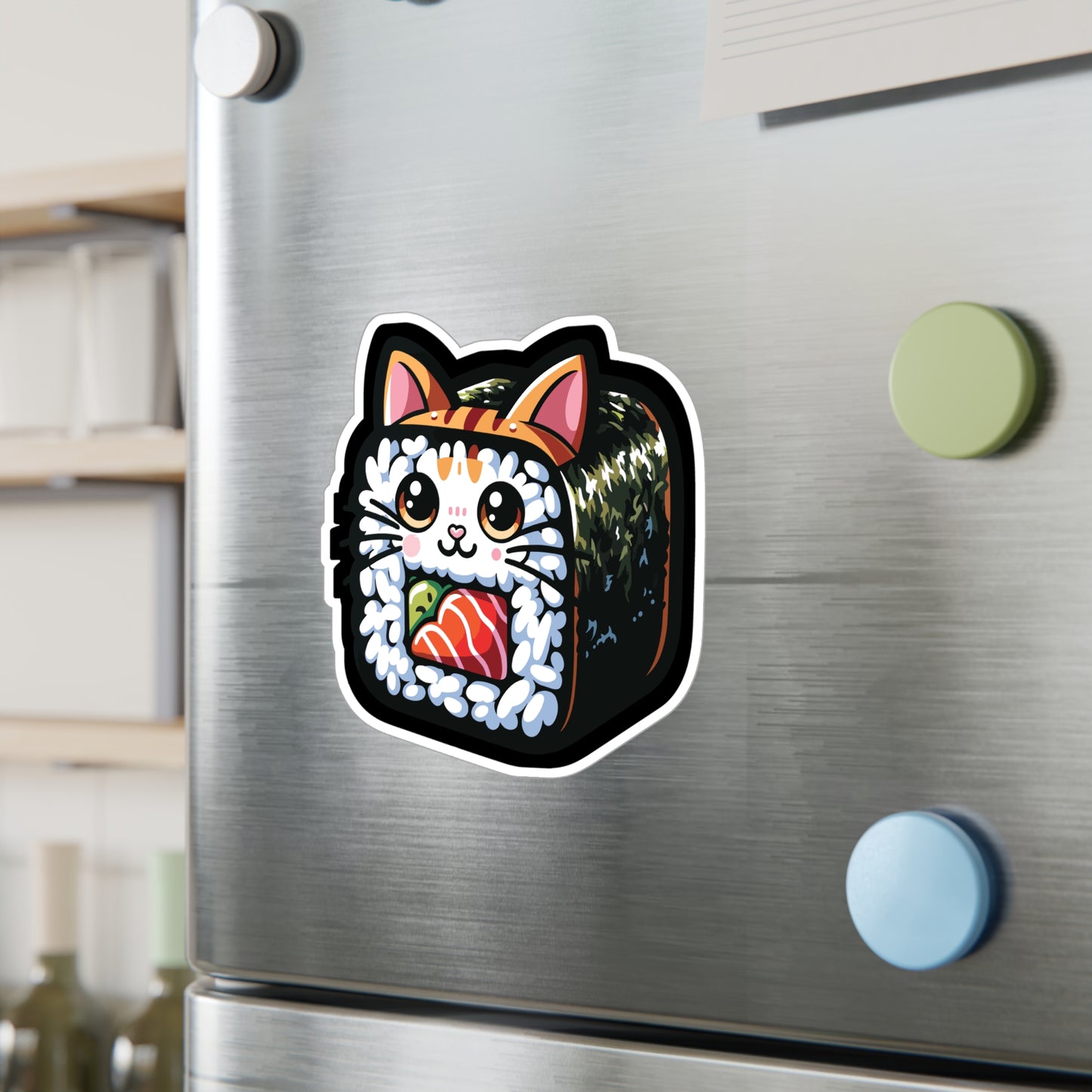 Sushi Cat - Sushi Sticker for Car Window Laptop Sticker. Water Bottle Sticker, Vinyl Fish Decal, Rolls Sticker - Sushi Gift