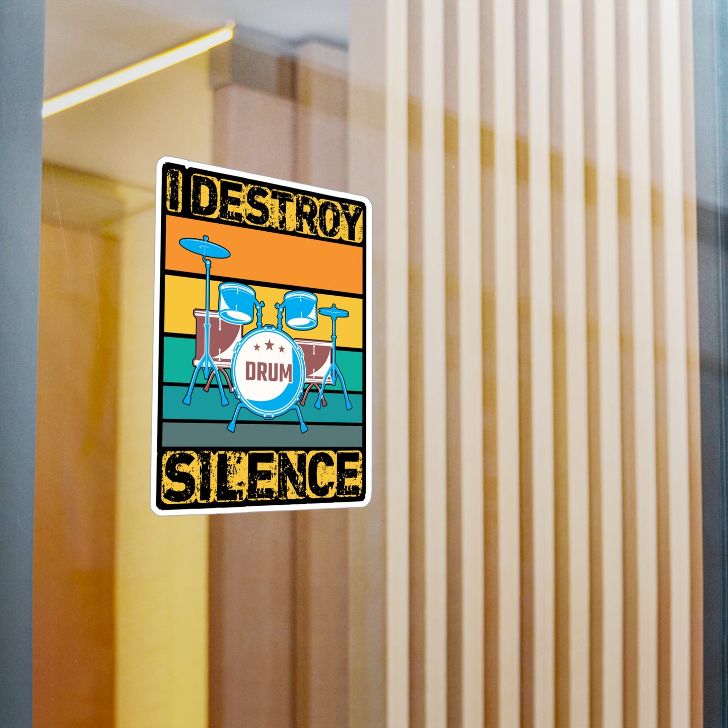 I Destroy Silence - Drums Sticker for Car Window Laptop Sticker, Water Bottle Sticker, Vinyl Drummer Decal, Drum kit Sticker - Drums Gift
