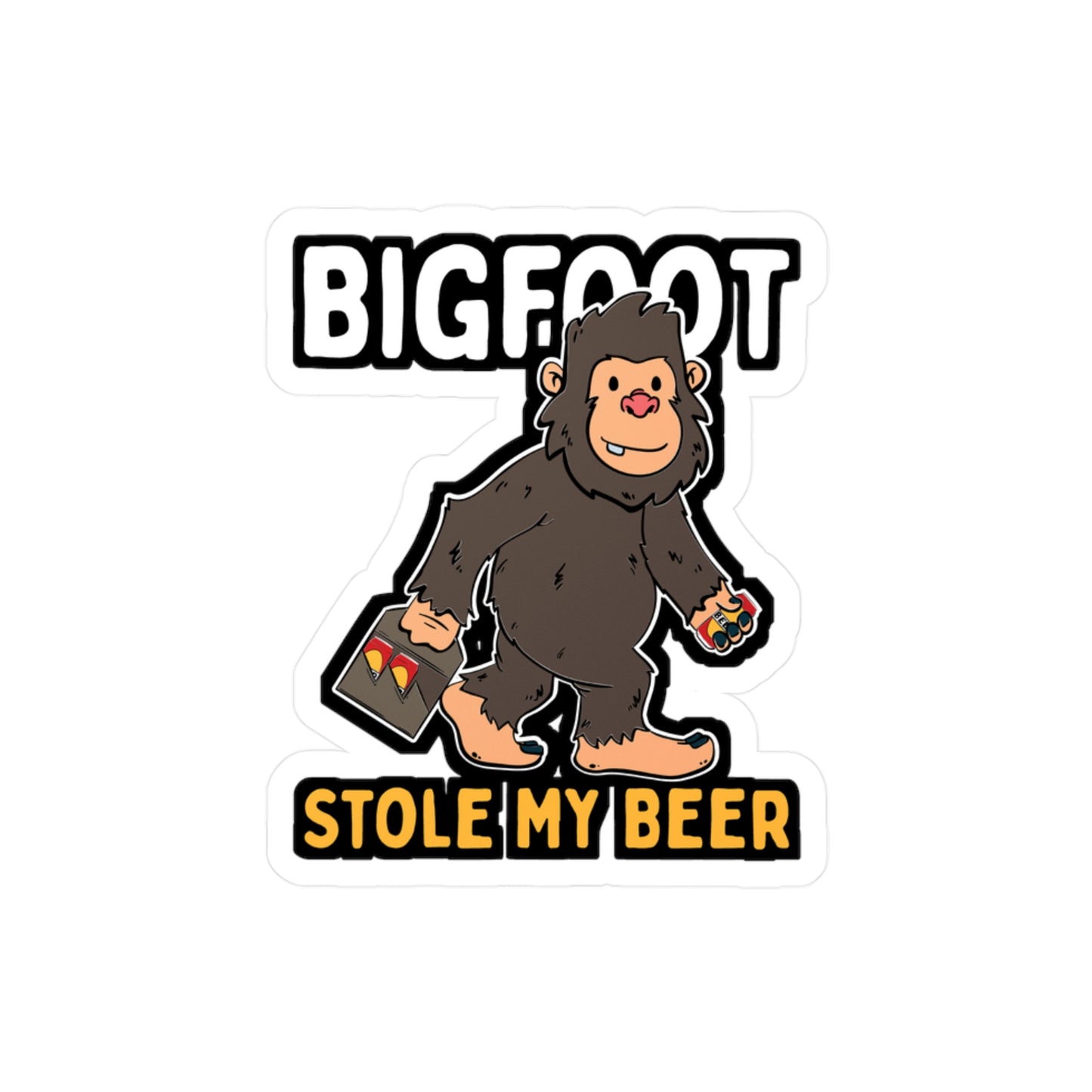 Bigfoot Stole My Beer - Beer Sticker for Car Window Laptop Sticker. Water Bottle Sticker, Vinyl Drinking Decal, Liquor Sticker - Beer Gift