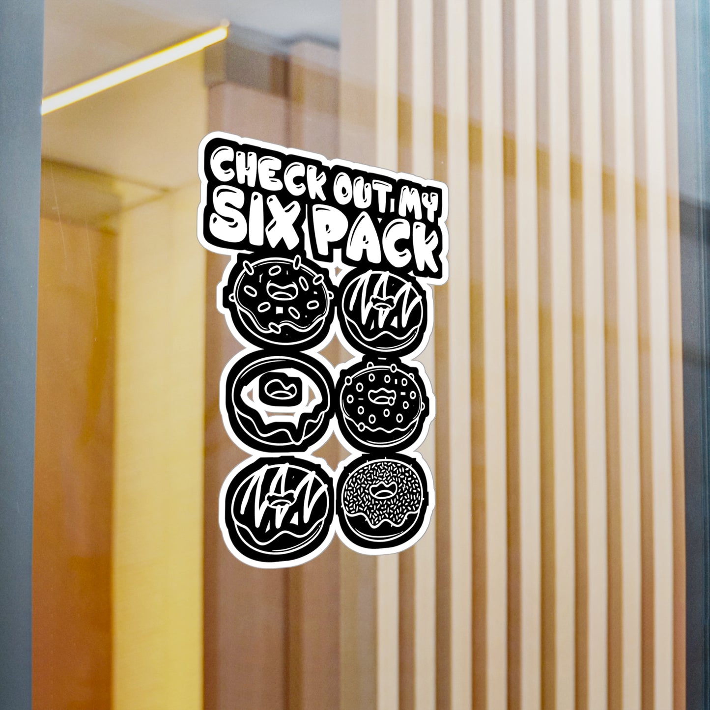 Check Out My Six Pack - Donut Sticker for Car Window Laptop Sticker. Water Bottle Sticker, Vinyl Food Decal, Donuts Sticker - Donut Gift