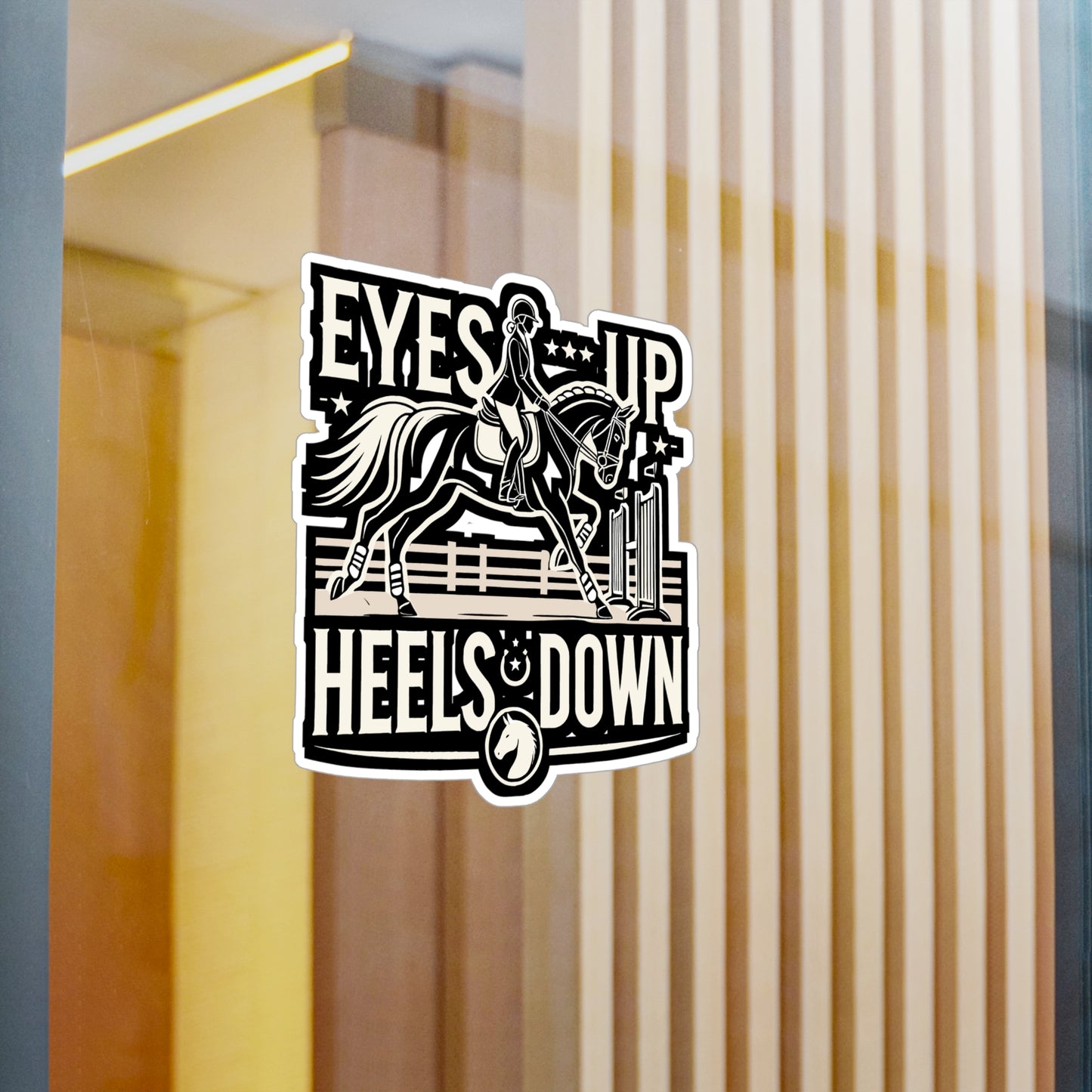 Eyes Up Heels Down - Equestrian Sticker for Laptop Sticker. Water Bottle Sticker, Vinyl Horseback riding Decal - Equestrian Gift