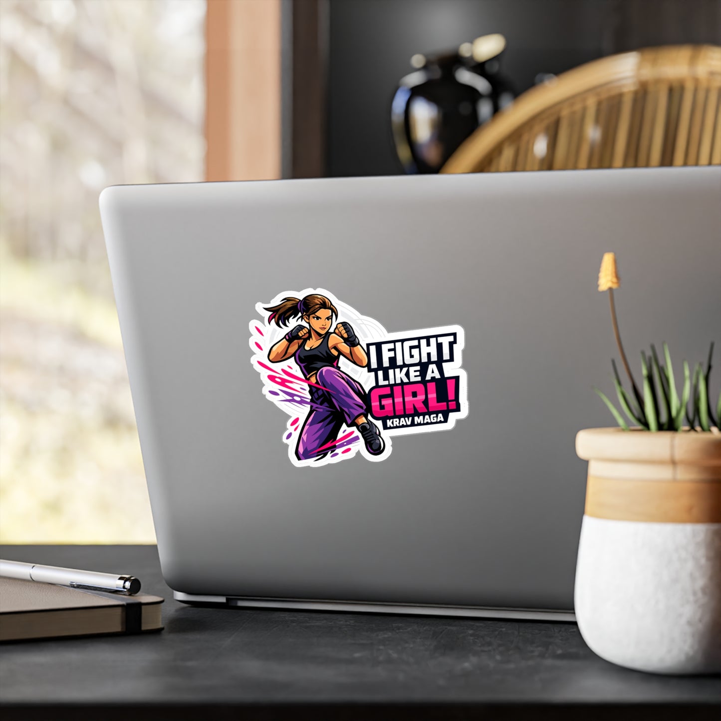 Krav Maga Sticker I Fight Like a Girl! Martial Arts Self Defense Vinyl Waterproof decals for Laptop or Water Bottle Fitness