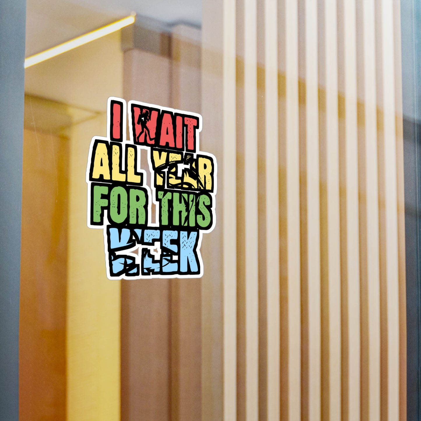 I Wait All Year For This Week - Sharks Sticker for Laptop Sticker. Water Bottle Sticker, Vinyl Marine Decal - Sharks Gift