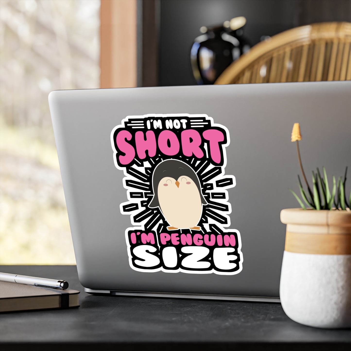 I'm Not Short I'm Penguin Size - Penguin Sticker for Laptop Sticker. Water Bottle Sticker, Vinyl Small Decal - Penguin Gift