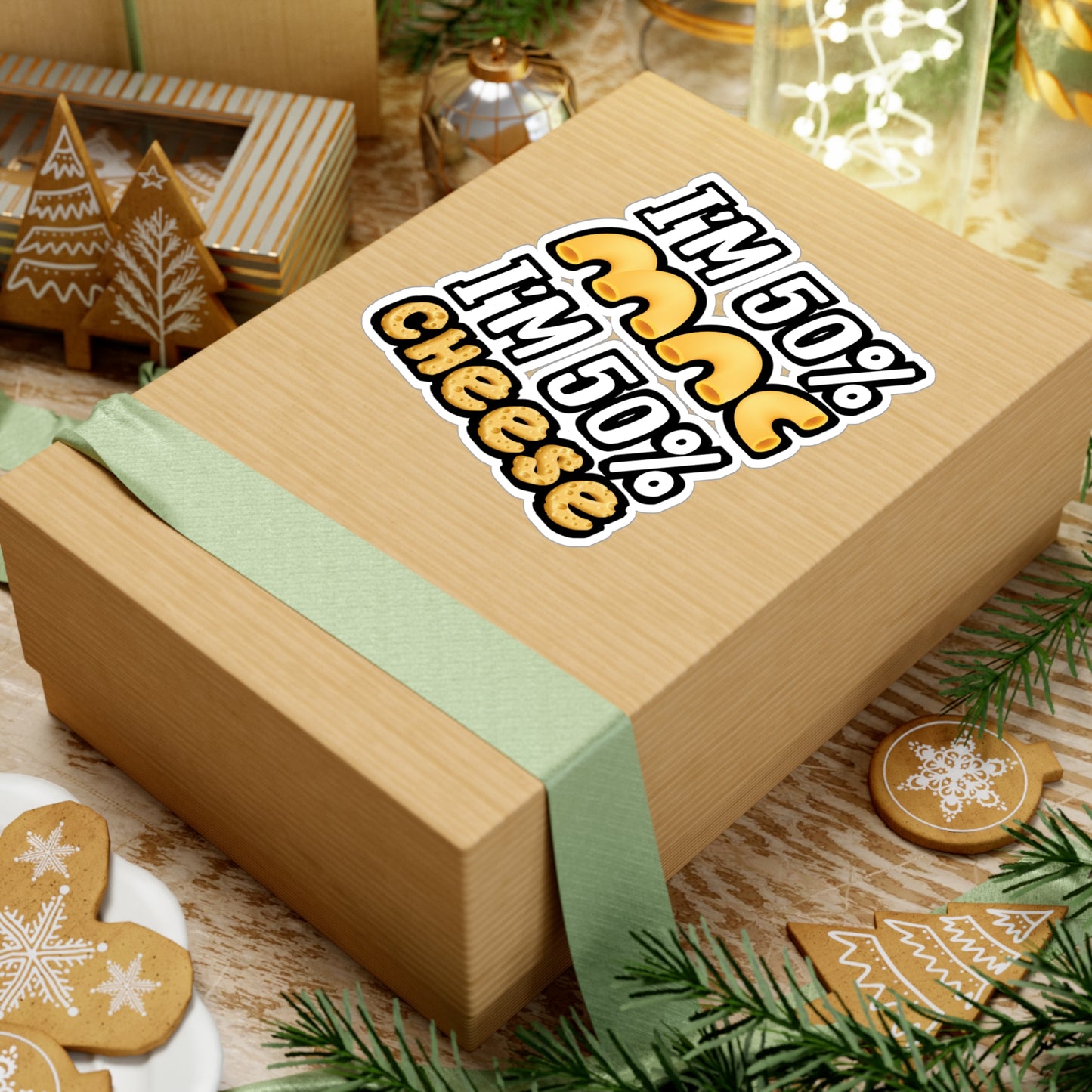 I'm 50% Mac and 50% Cheese - Macaroni Sticker for Laptop Sticker. Water Bottle Sticker, Vinyl Mac Decal - Macaroni Gift