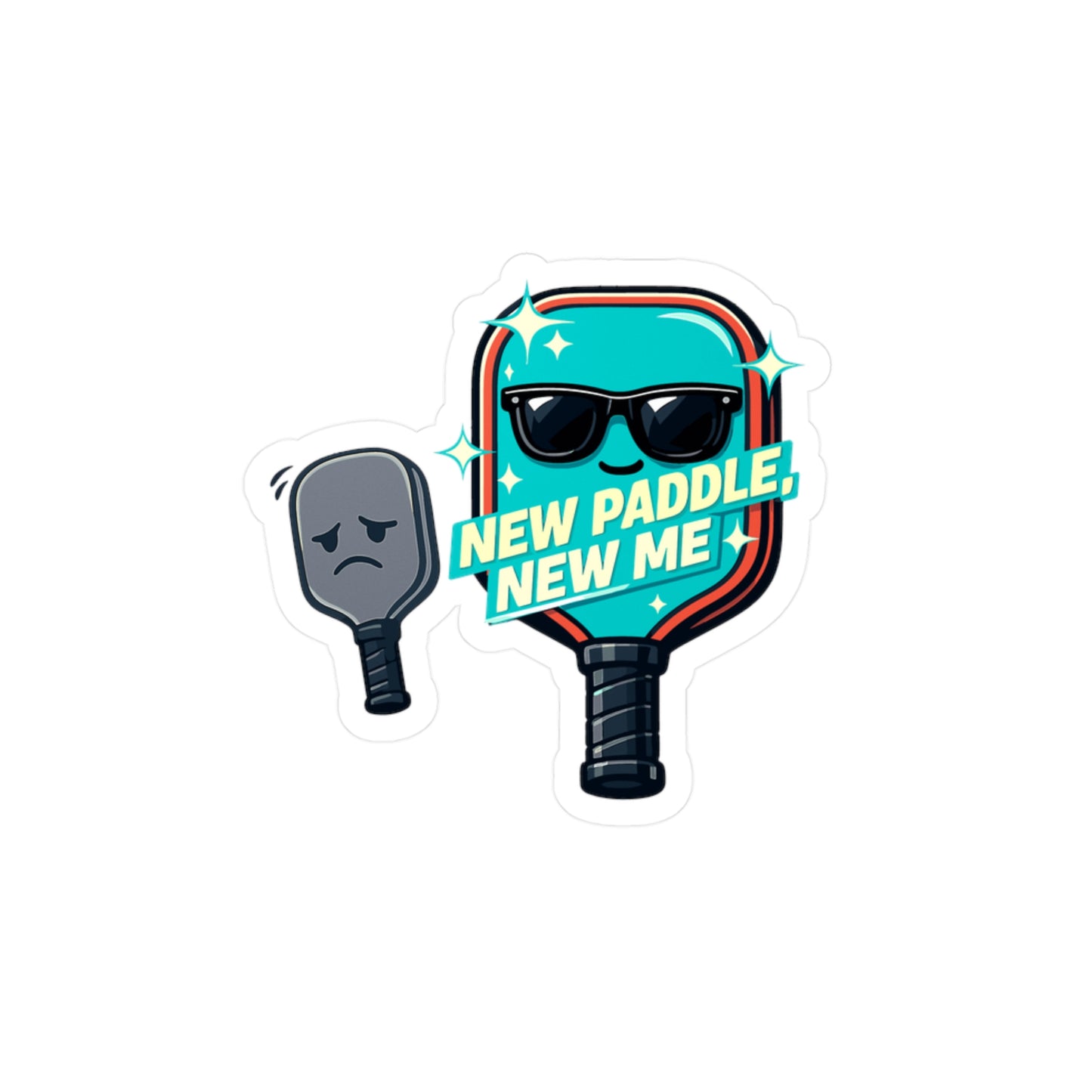Pickleball Sticker "New Paddle, New Me" Waterproof Vinyl Decals for Laptop, Water Bottle – Athlete Competition Pickle Gift