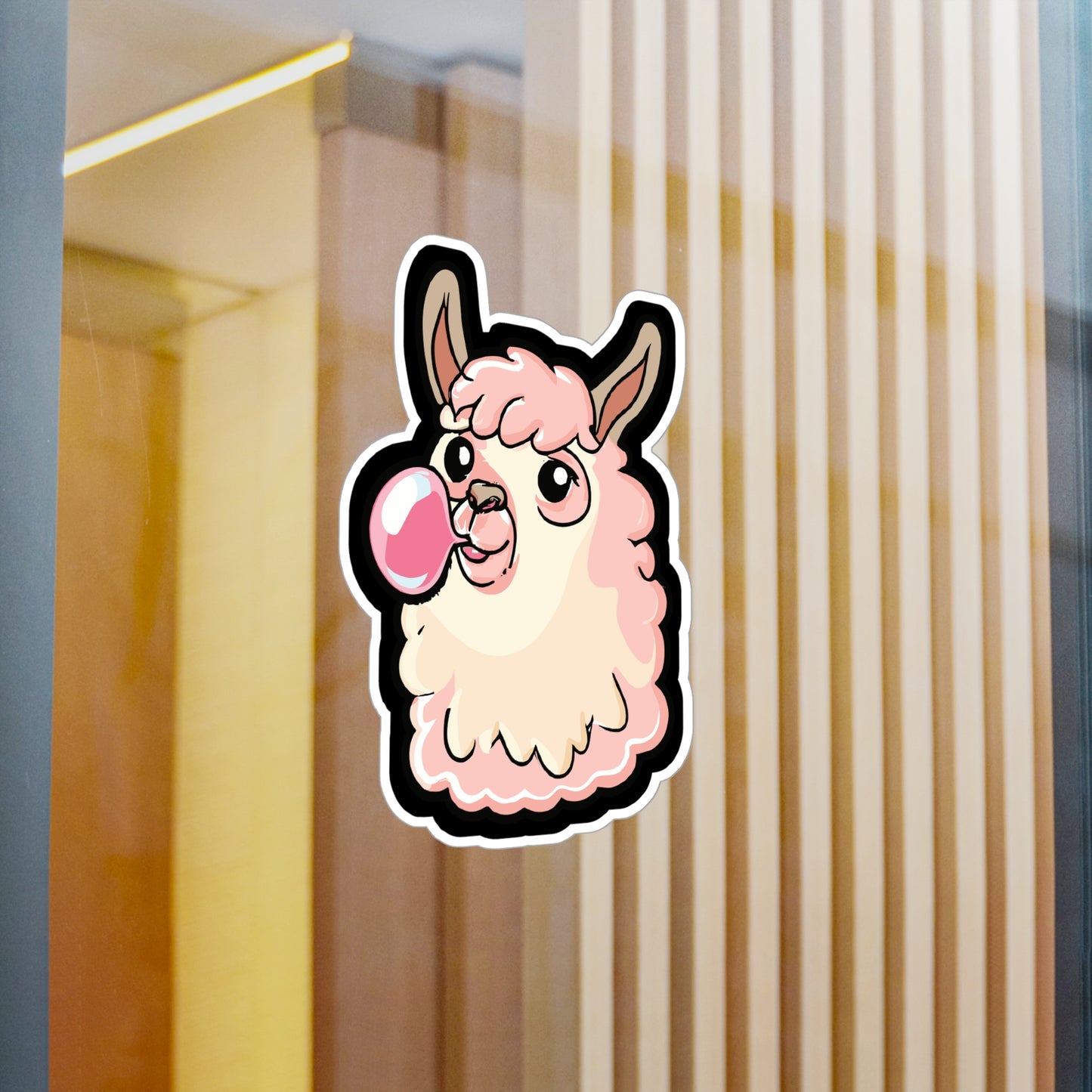 Llama with Bubblegum - Llama Sticker for Car Window Laptop Sticker. Water Bottle Sticker, Vinyl Bubblegum Decal, Quirky Sticker - Llama Gift