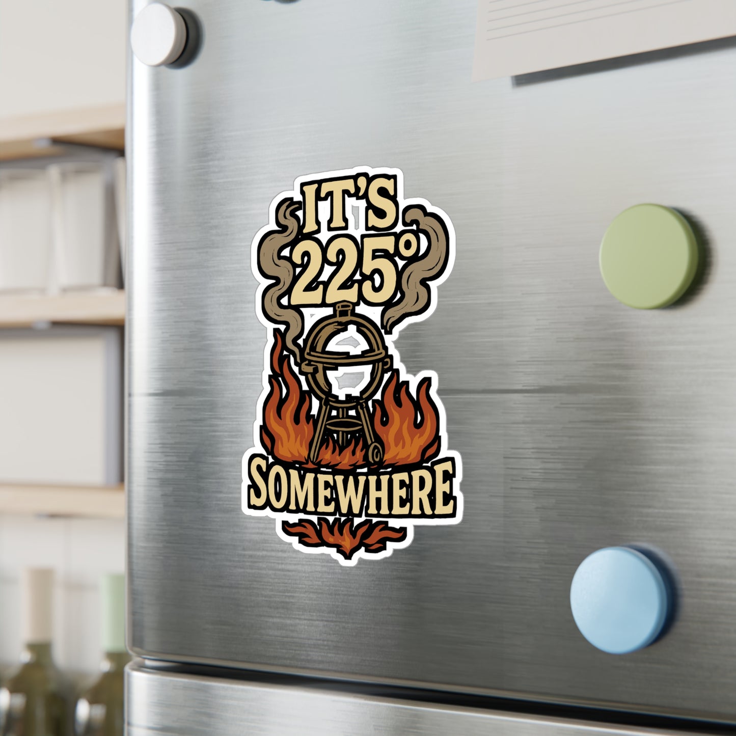 BBQ Sticker – "It's 225 Degrees Somewhere" Decals for Grilling, Barbecue Meat & Bacon Fans, Waterproof Vinyl, Perfect for Laptop or Water Bottle