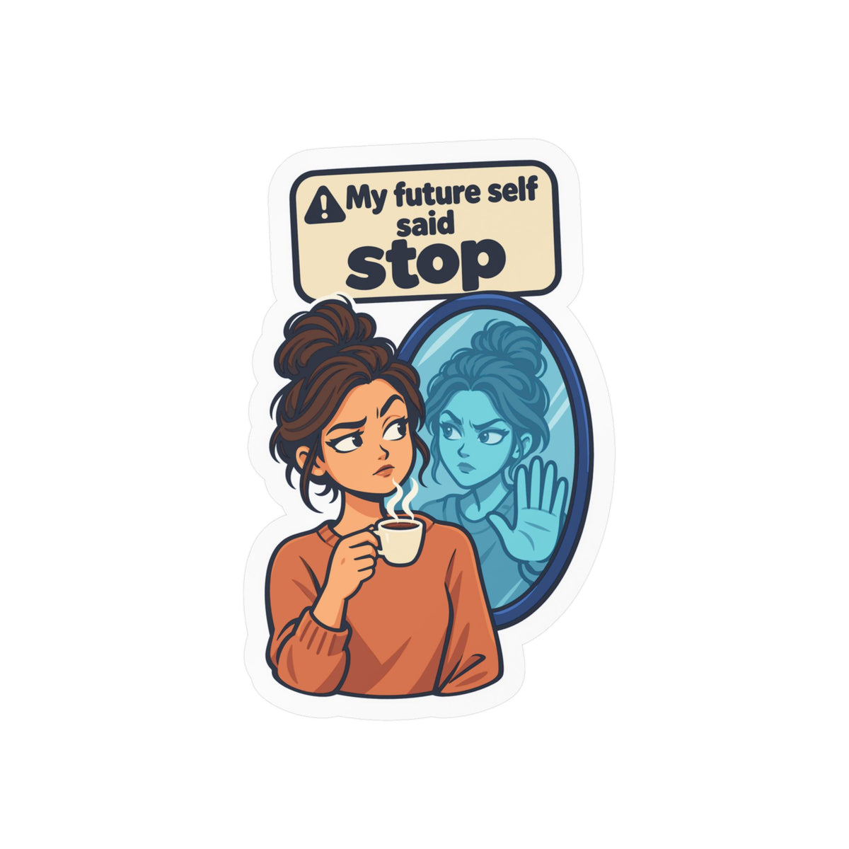 Comic Sticker – My Future Self Said Stop, Doppelgänger Warning Decals for Laptop and Water Bottle