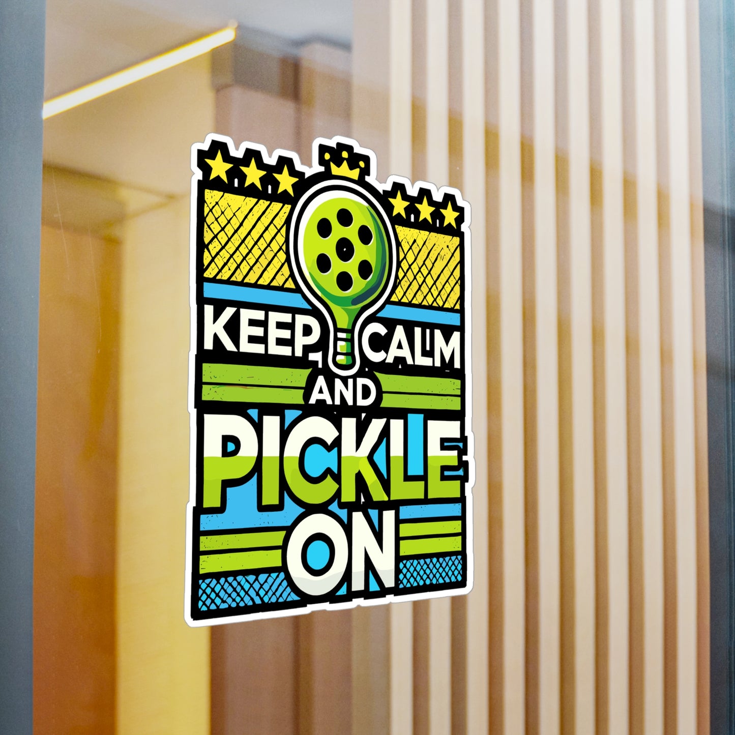Keep Calm And Pickle On - Pickleball Sticker for Laptop Sticker. Water Bottle Sticker, Vinyl Dink Decal - Pickleball Gift