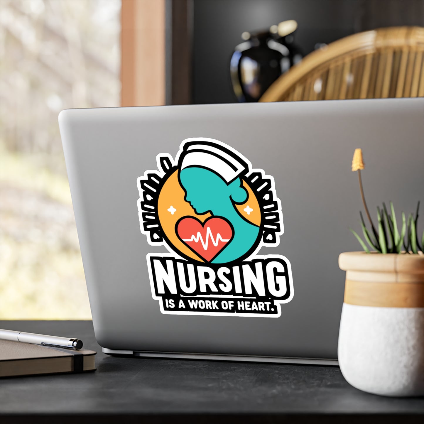 Nursing is a work of heart - Nurse Sticker for Car Laptop Sticker. Water Bottle Sticker, Vinyl Nursing-student Decal - Nurse Gift