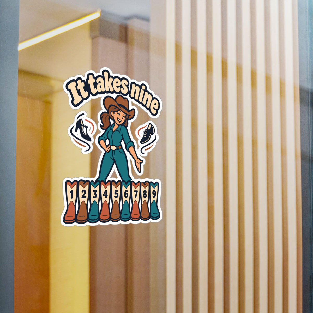 Line Dance Sticker – It Takes Nine Design for Country Dancers, Western Decals for Laptop and Water Bottle