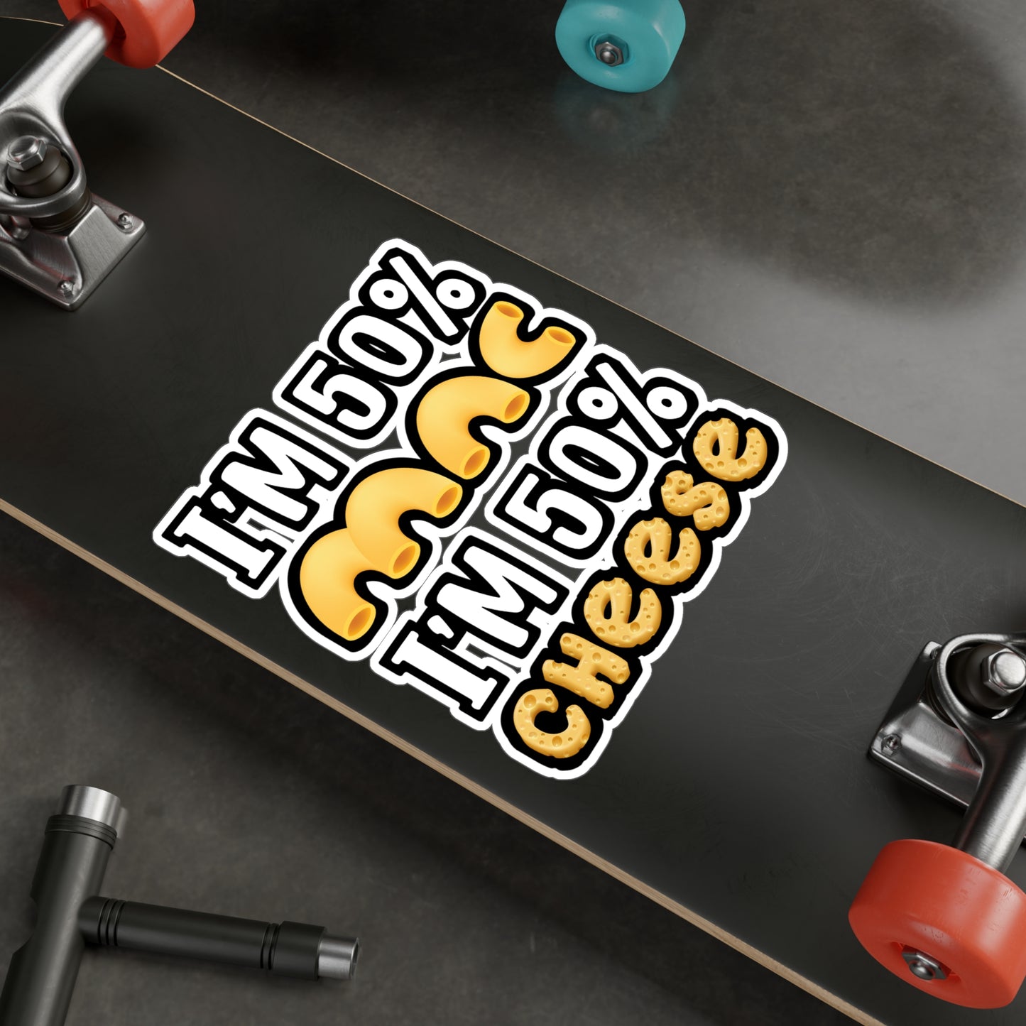 I'm 50% Mac and 50% Cheese - Macaroni Sticker for Laptop Sticker. Water Bottle Sticker, Vinyl Mac Decal - Macaroni Gift