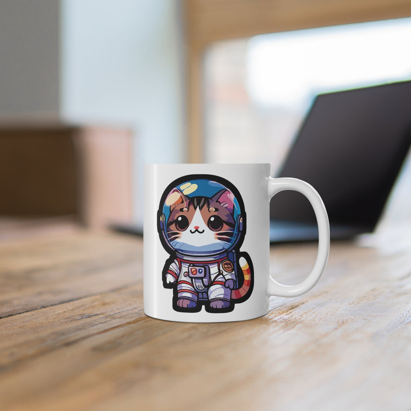 Astronaut Cat - Space Mug for Coffee 11oz. Space Cup, White ceramic, Astronaut Mug, Cadet Tea Cup - Space Gift