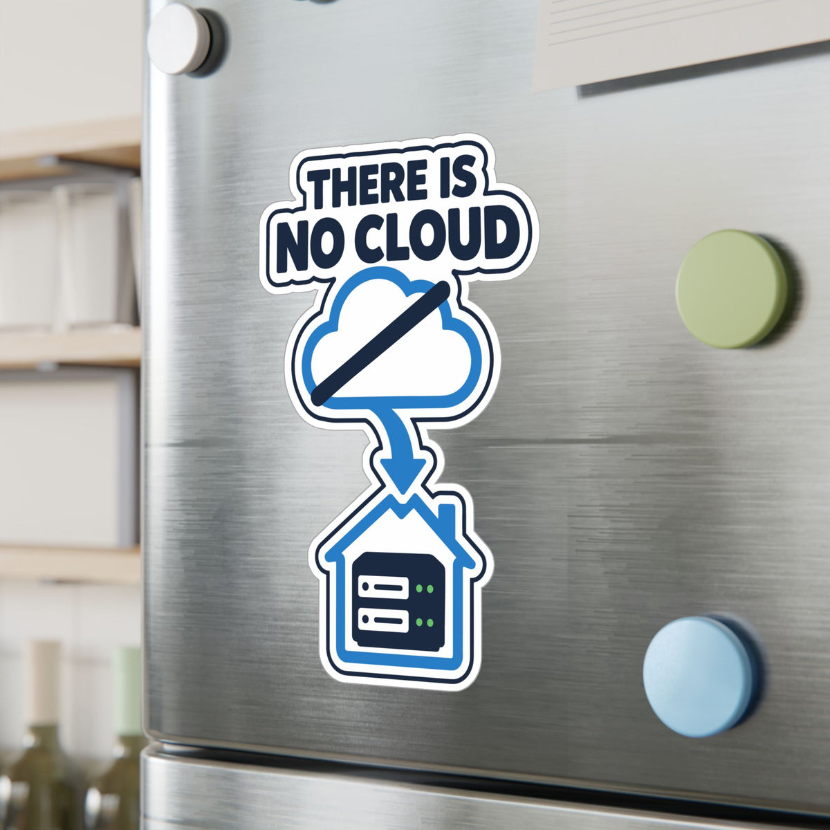 Cloud Sticker - There Is No Cloud, Server House and Arrow Design, Tech Decals for Laptop and Water Bottle