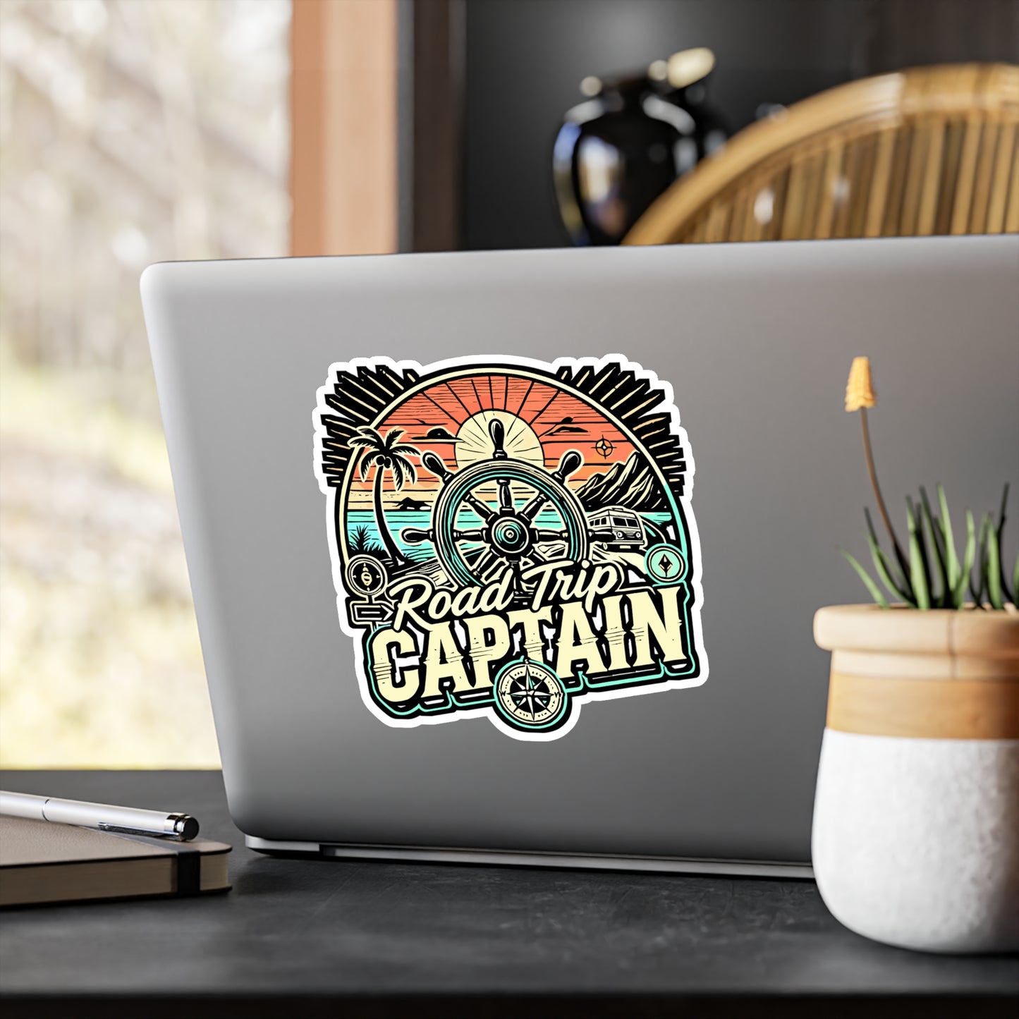 Road Trip Captain – Vinyl Road Trip Sticker for Laptop or Water Bottle | Vacation Decal, Road Trip Gift