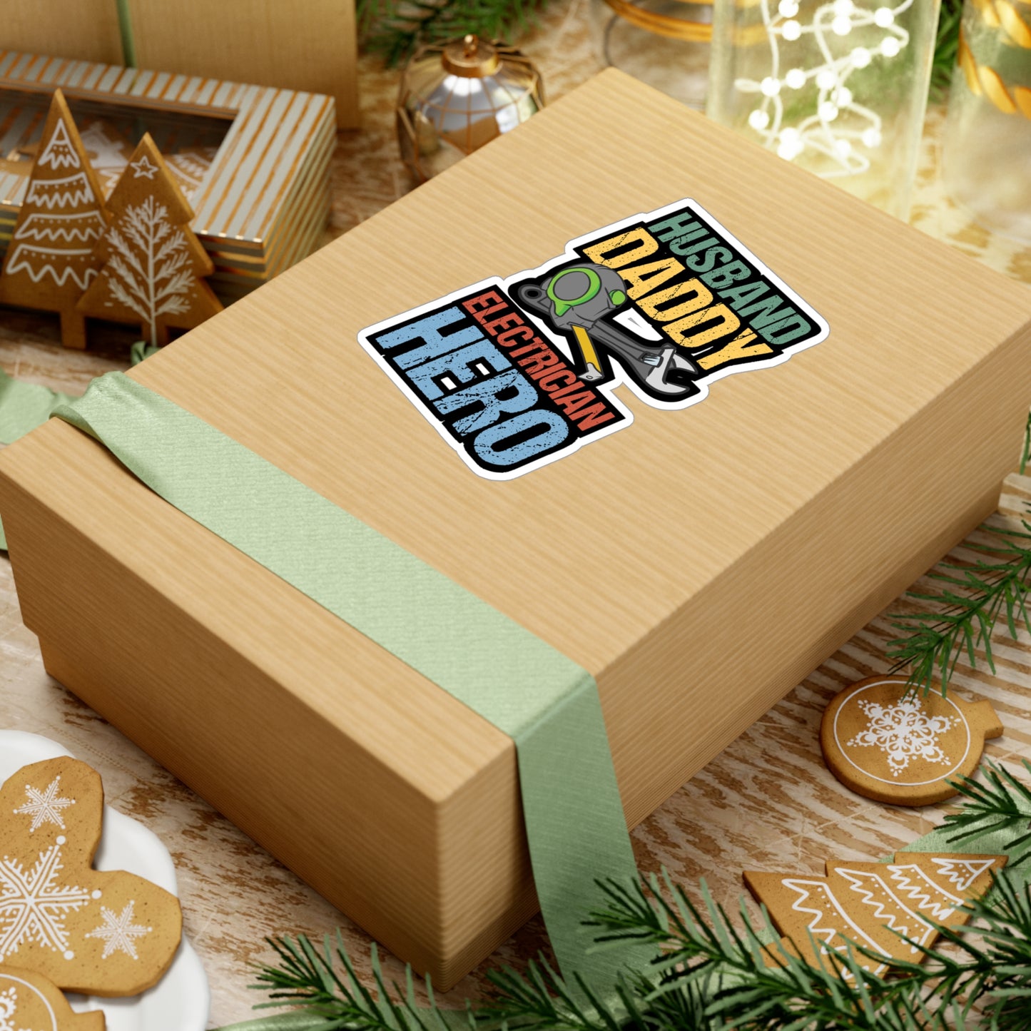 Husband Daddy Electrician Hero - Electrician Sticker for Laptop Sticker. Water Bottle Sticker, Vinyl Stripper Decal - Electrician Gift