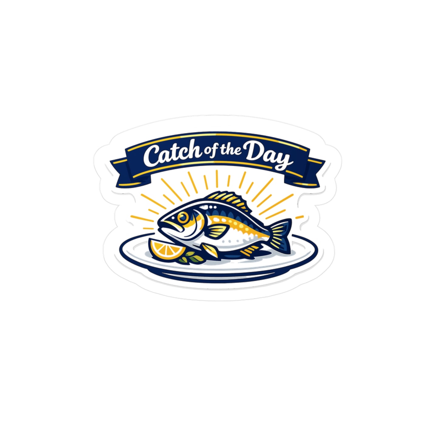 Fishing Sticker "Catch of the Day" Waterproof Vinyl Decals for Laptop Water Bottle, Angling Lake Boating Design