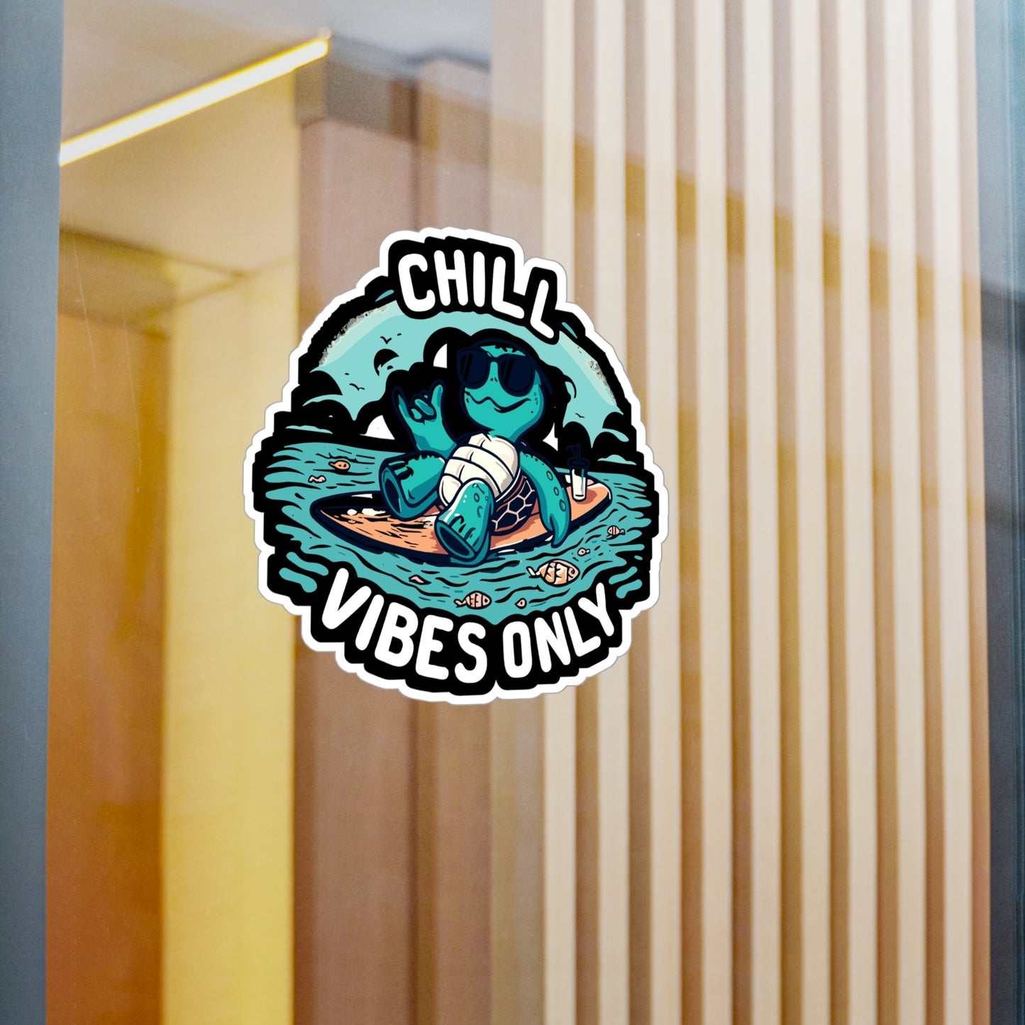 Chill Vibes Only - Relaxation turtle Sticker for Laptop Sticker. Water Bottle Sticker, Vinyl Beach vibes Decal - Relaxation turtle Gift