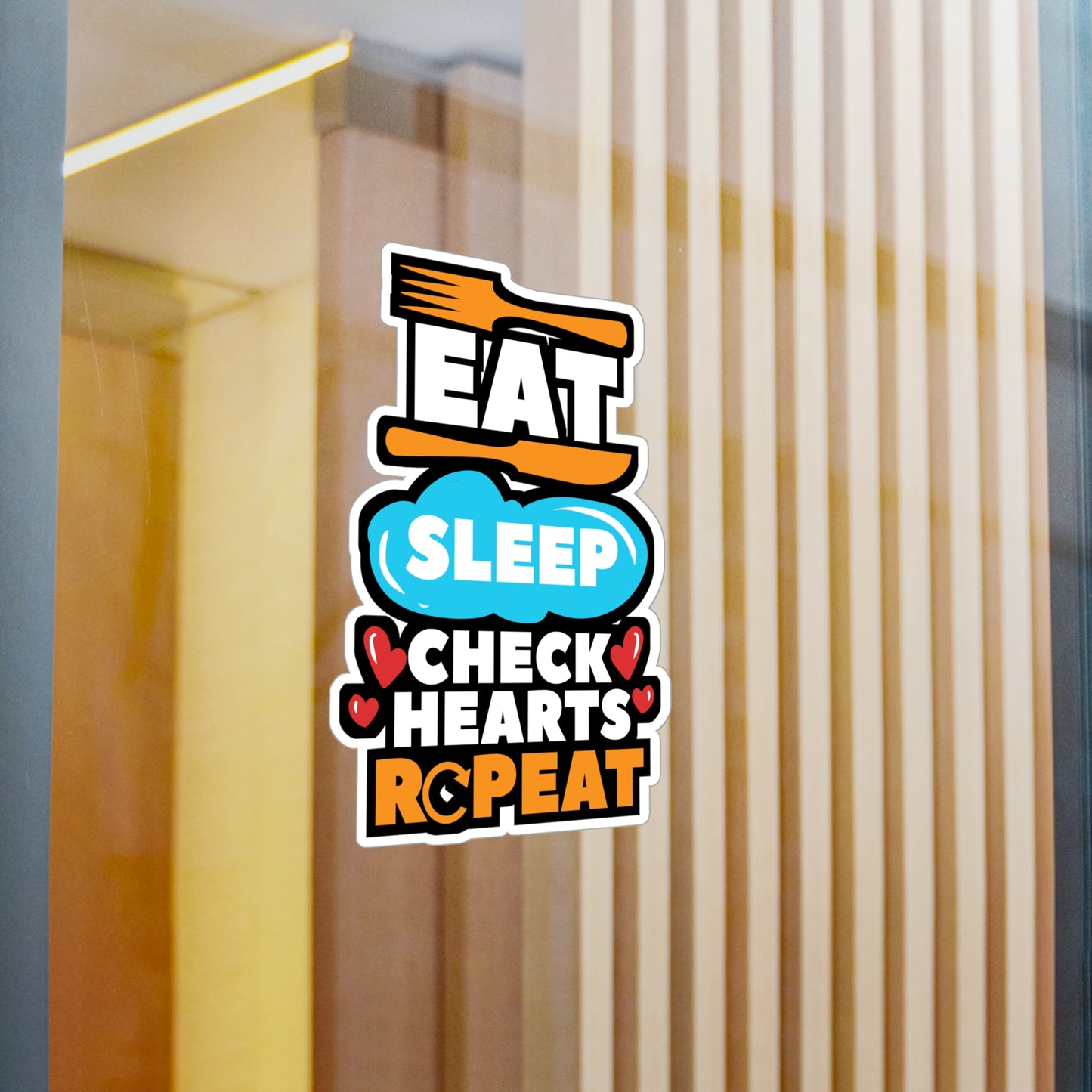 Eat Sleep Check Hearts Repeat Cardiac Nurse - Cardiac nurse Sticker for Laptop Sticker. Water Bottle Sticker, Vinyl Cath-lab Decal - Cardiac nurse Gift