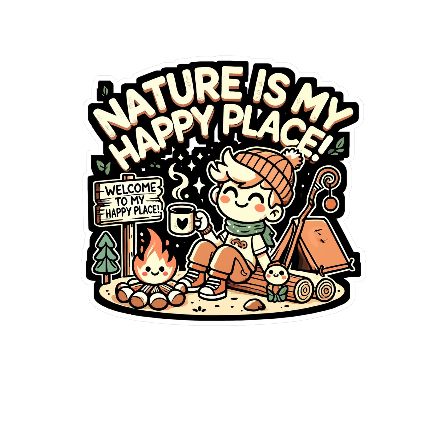 Nature is My Happy Place - Nature lover Sticker for Laptop Sticker. Water Bottle Sticker, Vinyl Happy place Decal - Nature lover Gift