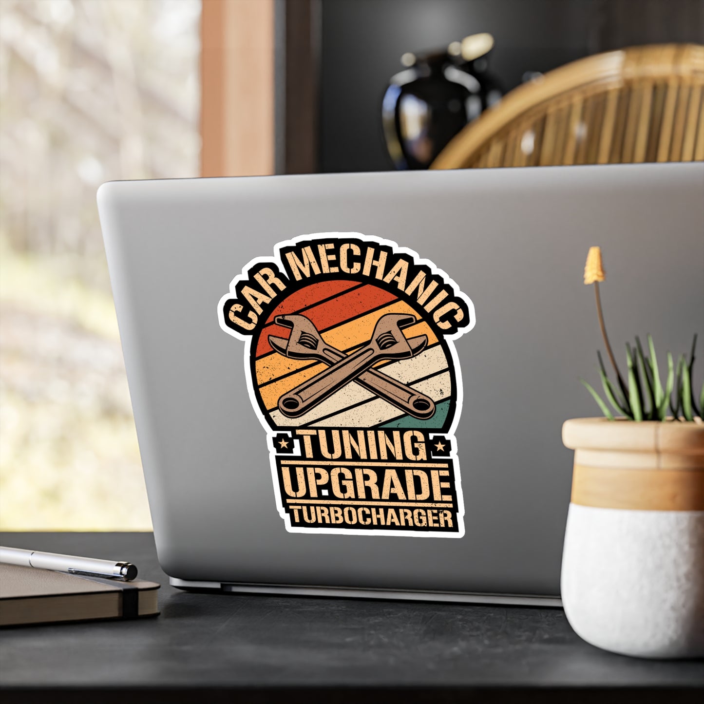 Car Mechanic Tuning Upgrade Turbocharger - Car mechanic job Sticker for Laptop Sticker. Water Bottle Sticker, Vinyl Car mechanic Decal - Car mechanic job Gift