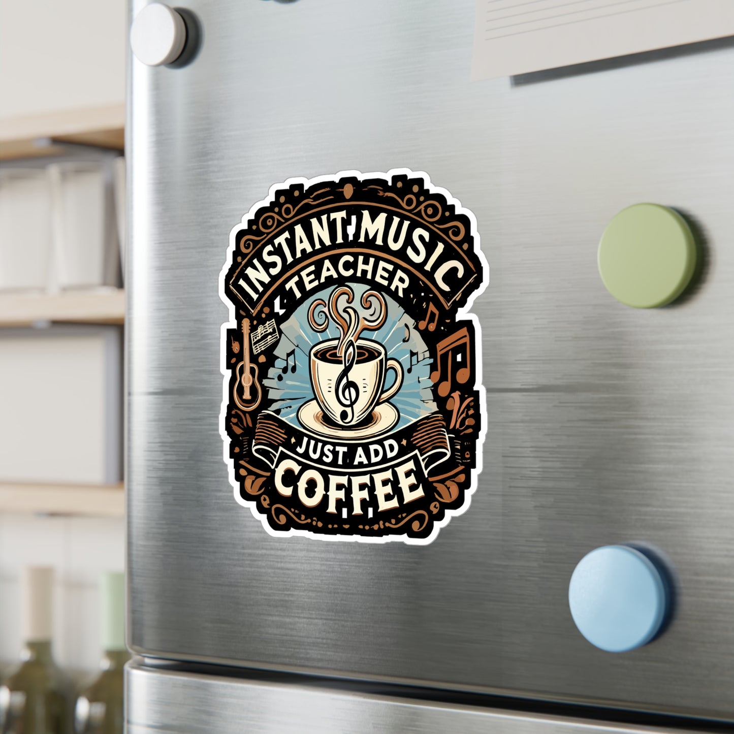 Instant Music Teacher Just Add Coffee - Music teacher Sticker for Laptop Sticker. Water Bottle Sticker, Vinyl Coffee Decal - Music teacher Gift