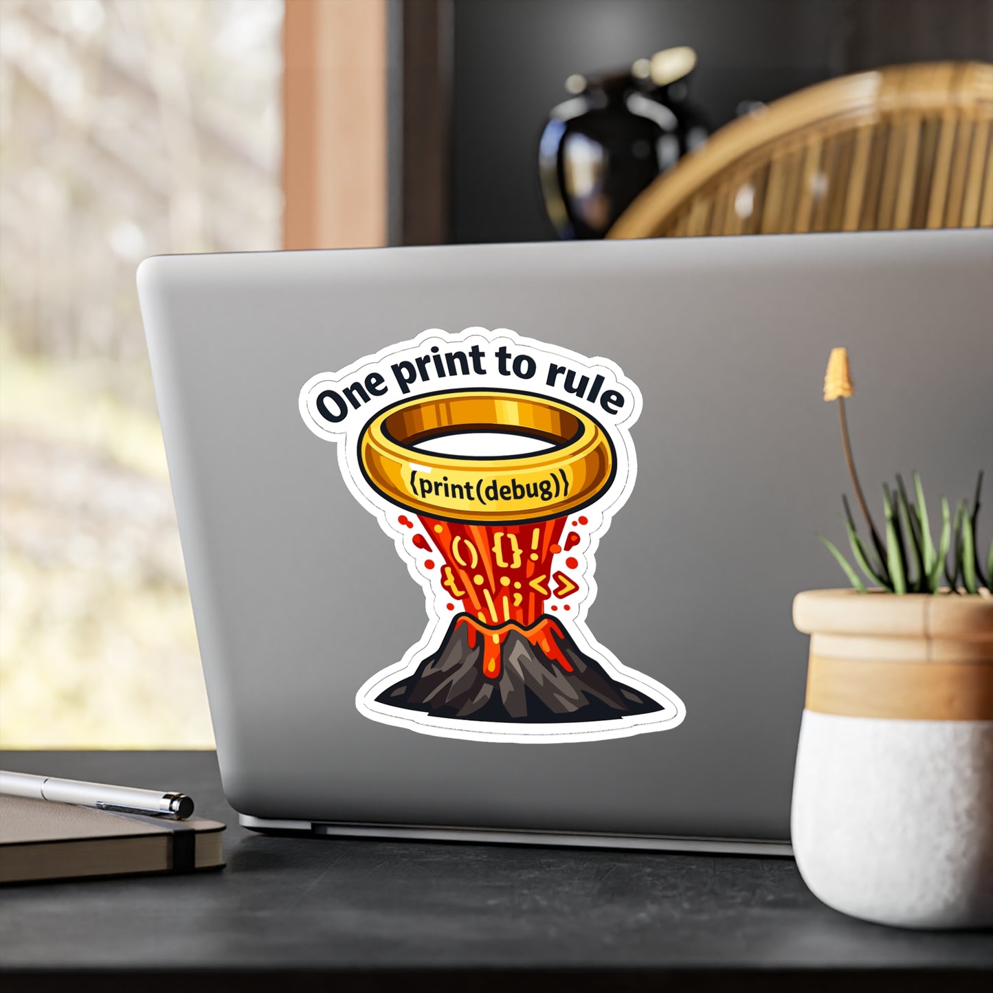 Coding Sticker "One Print to Rule" – Funny Programmer Source Code Semicolon decals, Waterproof Vinyl for Laptop or Water Bottle