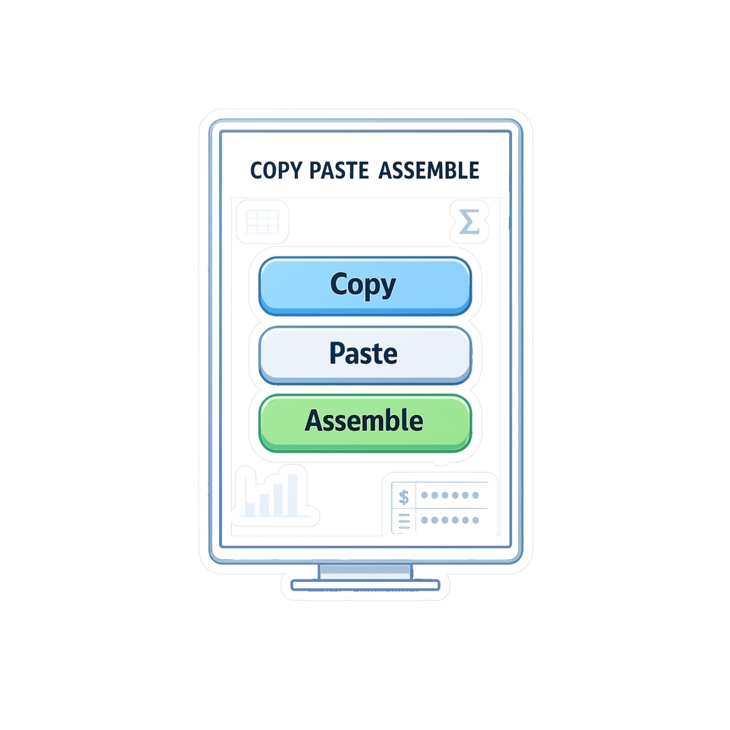 Accountant Sticker Copy Paste Assemble Funny Finance Decals for Laptop Water Bottle Waterproof Vinyl Balance Spreadsheet Amortization