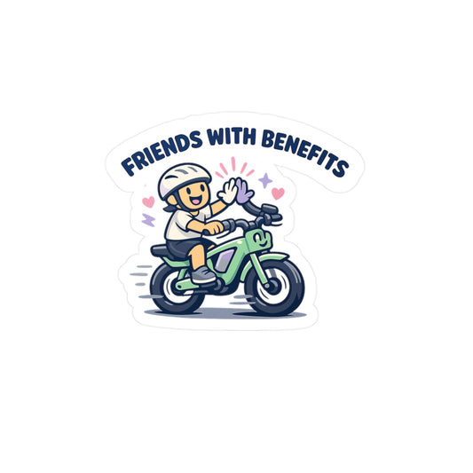 E-Bike Sticker "Friends With Benefits" Funny Electric Bike Decals, Waterproof Vinyl for Laptop or Water Bottle, eCycling Gift
