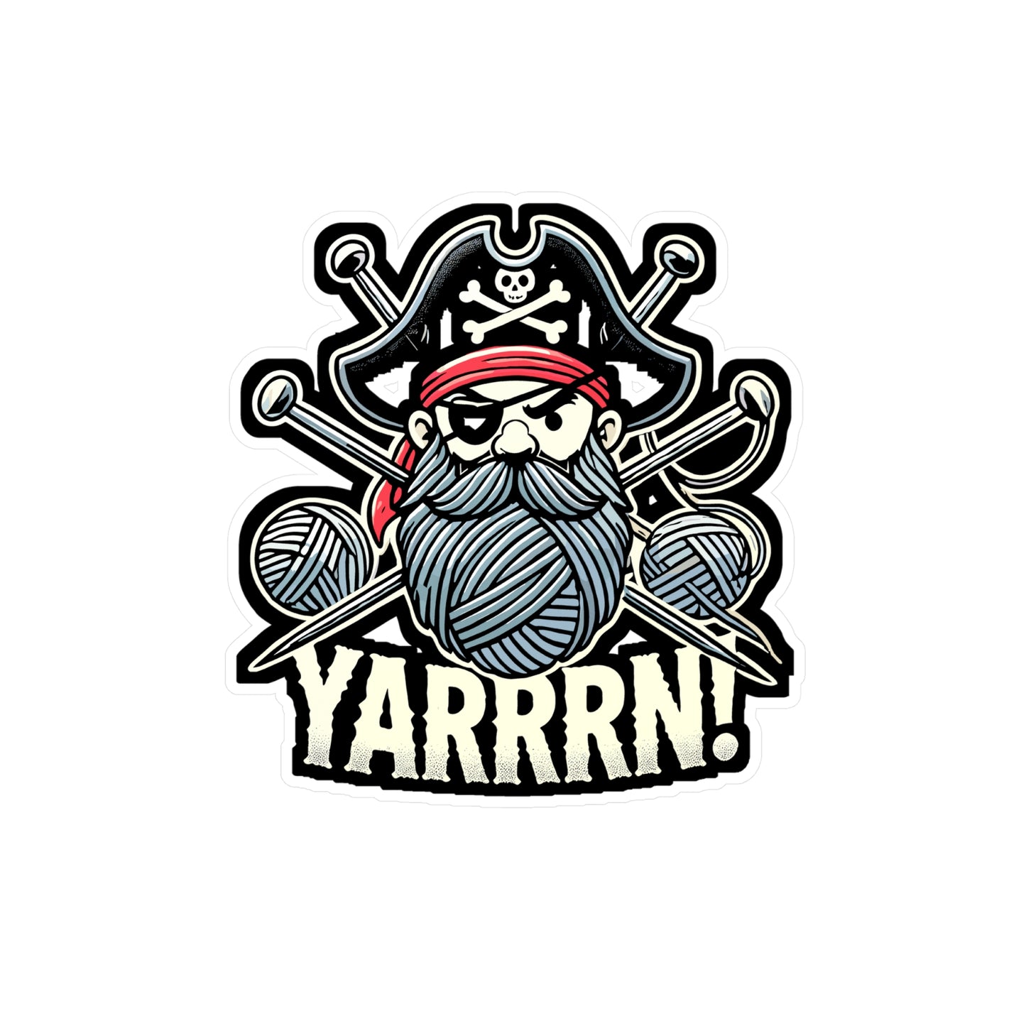 Yarrrrn - Yarn Sticker for Car Window Laptop Sticker. Water Bottle Sticker, Vinyl Knitting Decal, Pirate Sticker - Yarn Gift