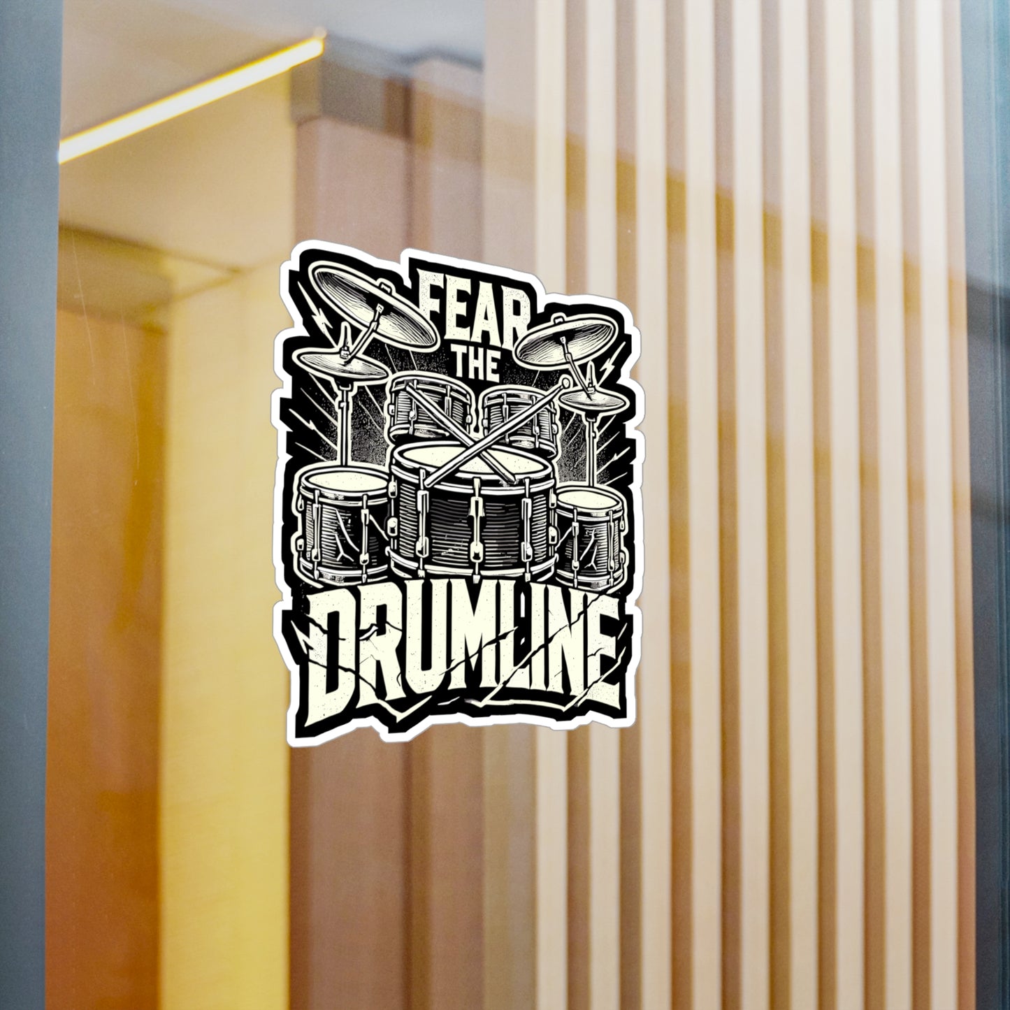 Fear The Drumline - Drummer Sticker for Laptop Sticker. Water Bottle Sticker, Vinyl Drumming Decal - Drummer Gift