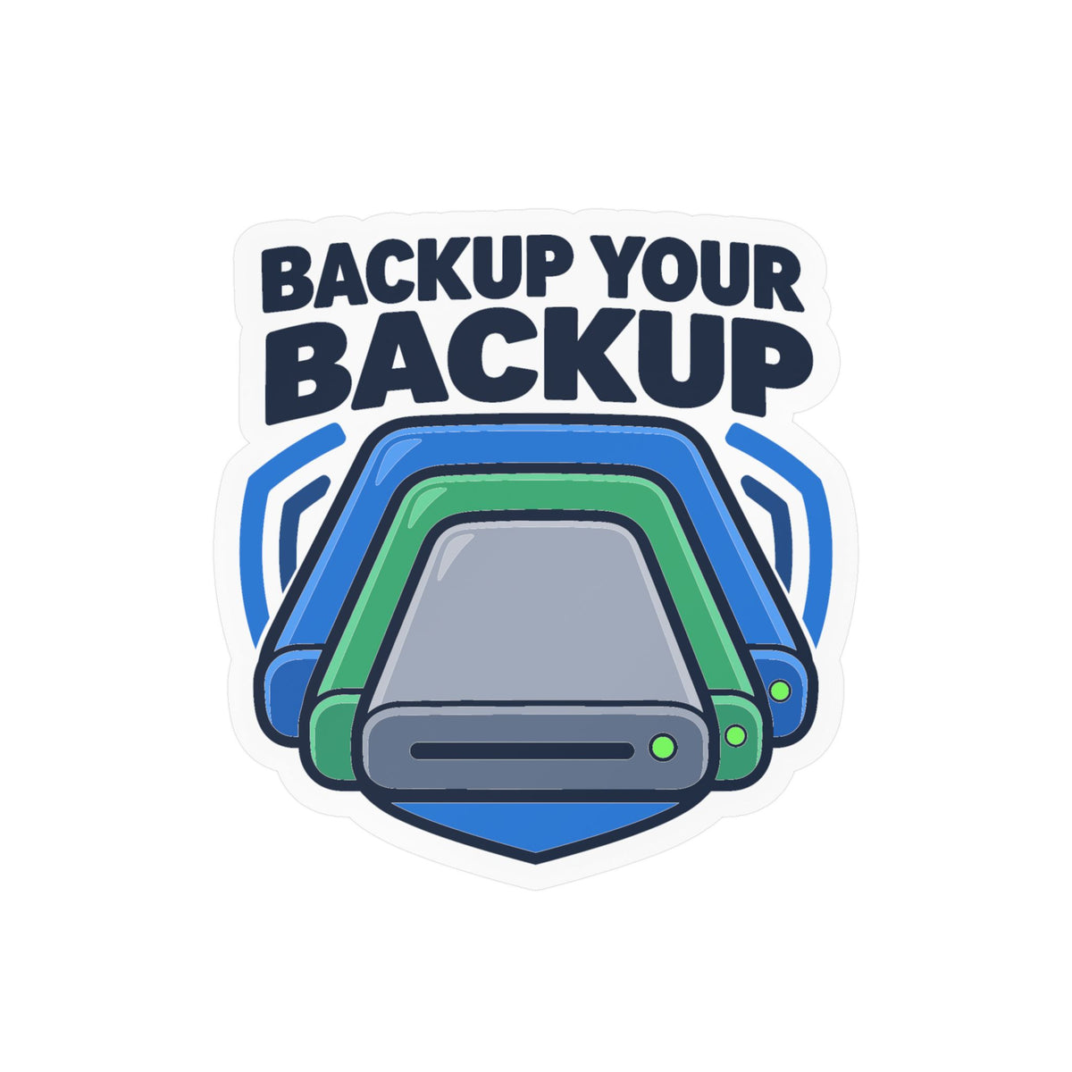 Tech Sticker – Backup Your Backup, Reboot Button and Bandage Design, Decals for Laptop and Water Bottle