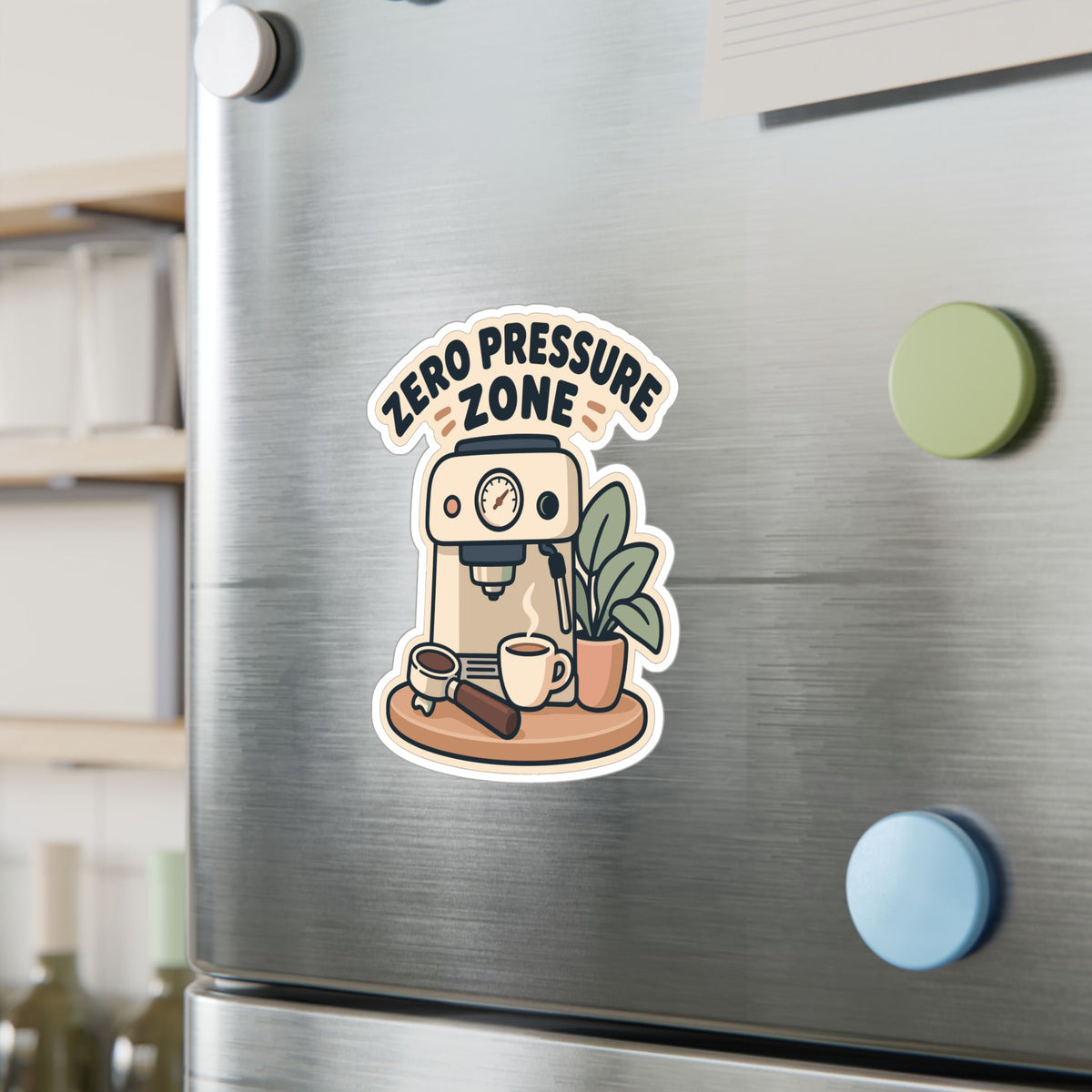 Espresso Sticker - Zero Pressure Zone Design, Coffee-Themed Decals for Grinder and Digital Scale