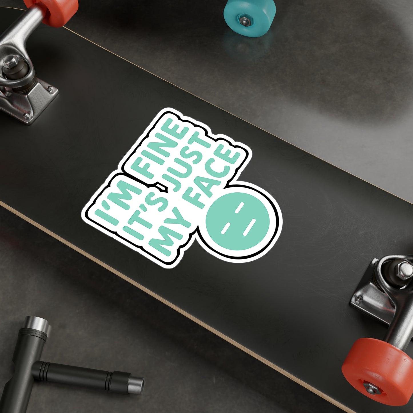 Sarcasm Sticker "I'm Fine Its Just My Face" – Funny Attitude Decals for Laptop, Water Bottle – Introvert Resting Face Vinyl, Waterproof