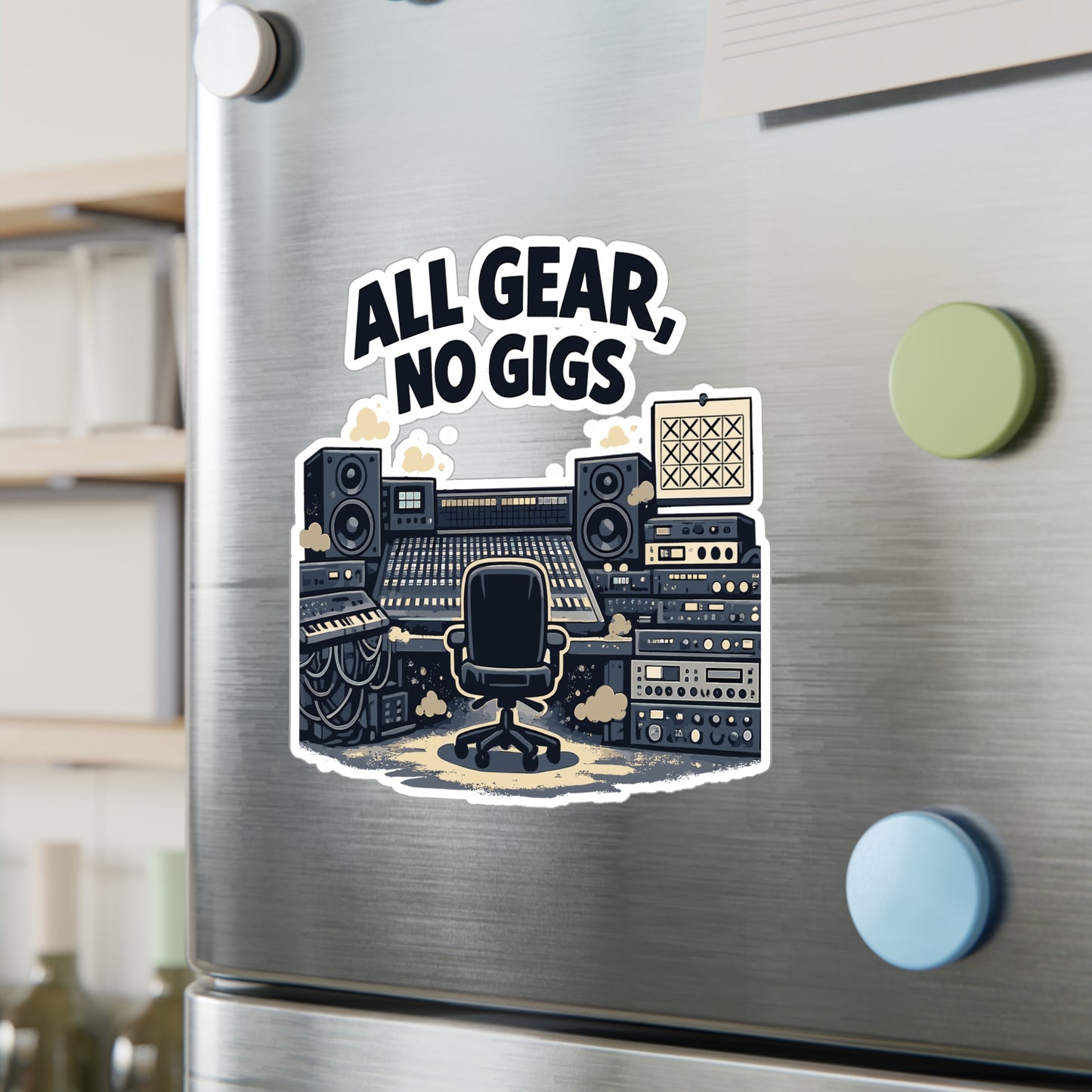 Audio Engineer Sticker All Gear, No Gigs Vinyl Waterproof decals for Laptop Water Bottle Sound Engineer Audio Technician Monitor