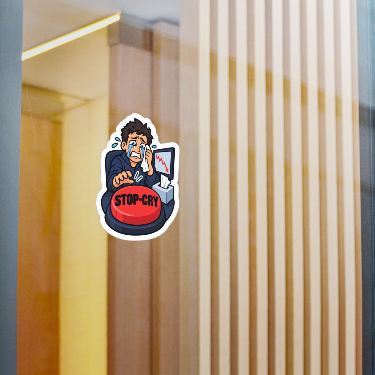 Day Trading Sticker – Stop-Cry Decals for the Stock Market and Forex Trader, for Laptop or Water Bottle