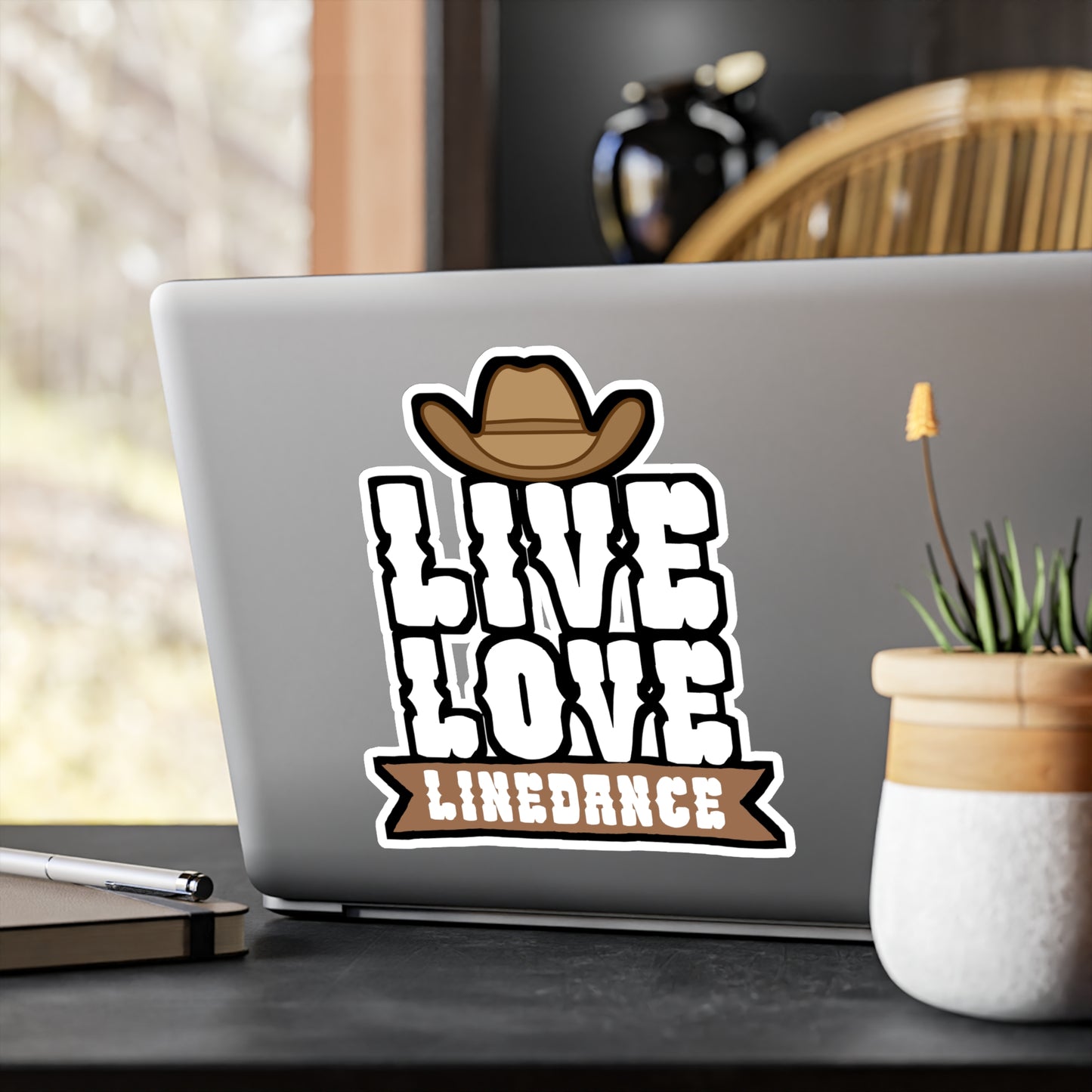 Live love linedance - Cowboy hat Sticker for Wall, Laptop, Window, Truck, Car Cowboy hat Gift Vinyl Step Decal Sticker